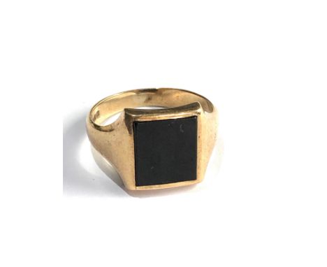 9ct gold vintage onyx signet ring (5.3g) 