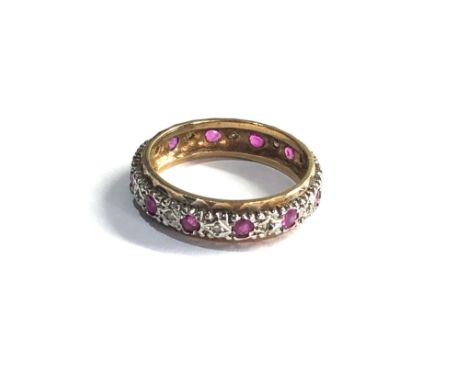 9ct gold ruby &amp; diamond et ring 3.4g 