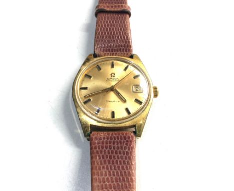 Vintage Omega automatic Geneve gents wristwatch circa 1960s -70s in working order engraved name back plate no warranty given 