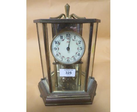 A VINTAGE GLASS CASED KUNDO MANTEL CLOCK