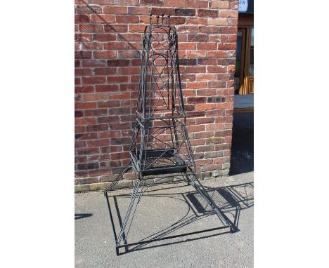 A LARGE WROUGHT 'EIFFEL TOWER' GARDEN OBELISK / PLANTER H-182 CM