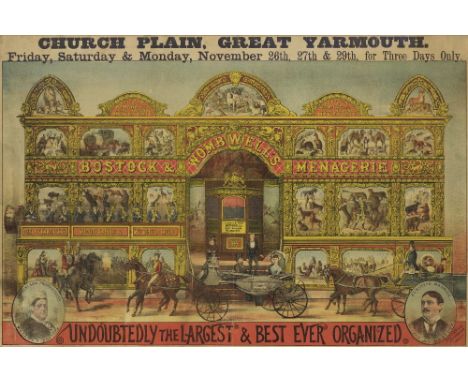 Bostock &amp; Wombwell (British)Bostock &amp; Wombwell's Menagerie, Church Plain, Great Yarmouth advertising poster Lithograp