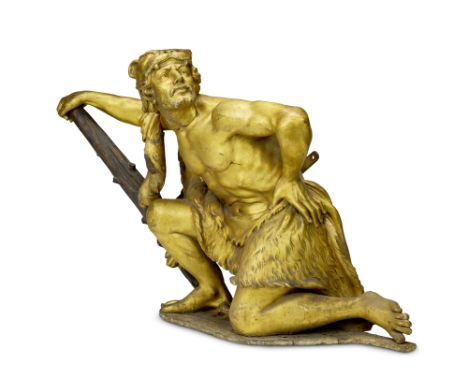 An important carved and giltwood figure of Hercules from the famous Wonderland No. 2 Bioscope commissioned by Pat CollinsMade