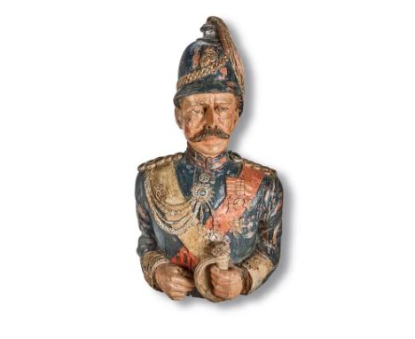 An English carved and painted carousel galloper bust of The Earl RobertsMade by Orton & Spooner, circa 1900Originally the fro