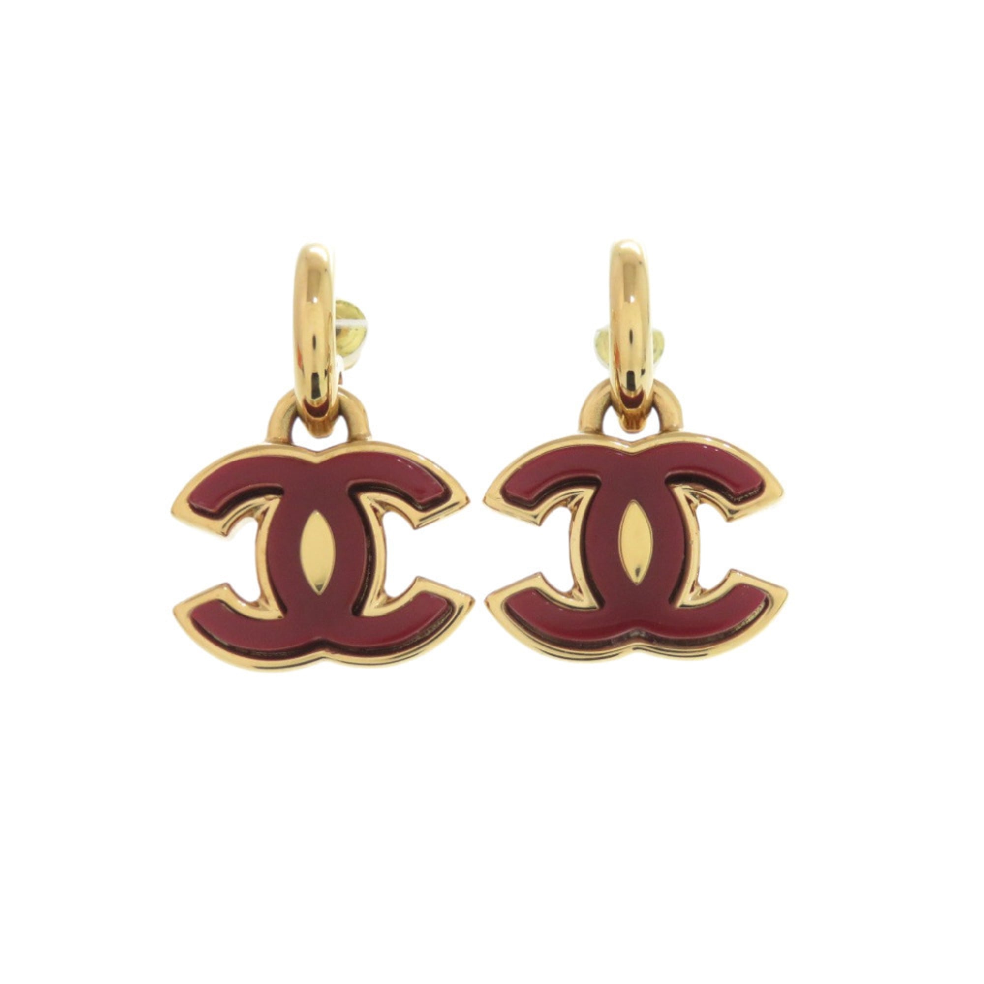 Chanel Coco Mark Metal Red Gold Earrings 1106CHANEL