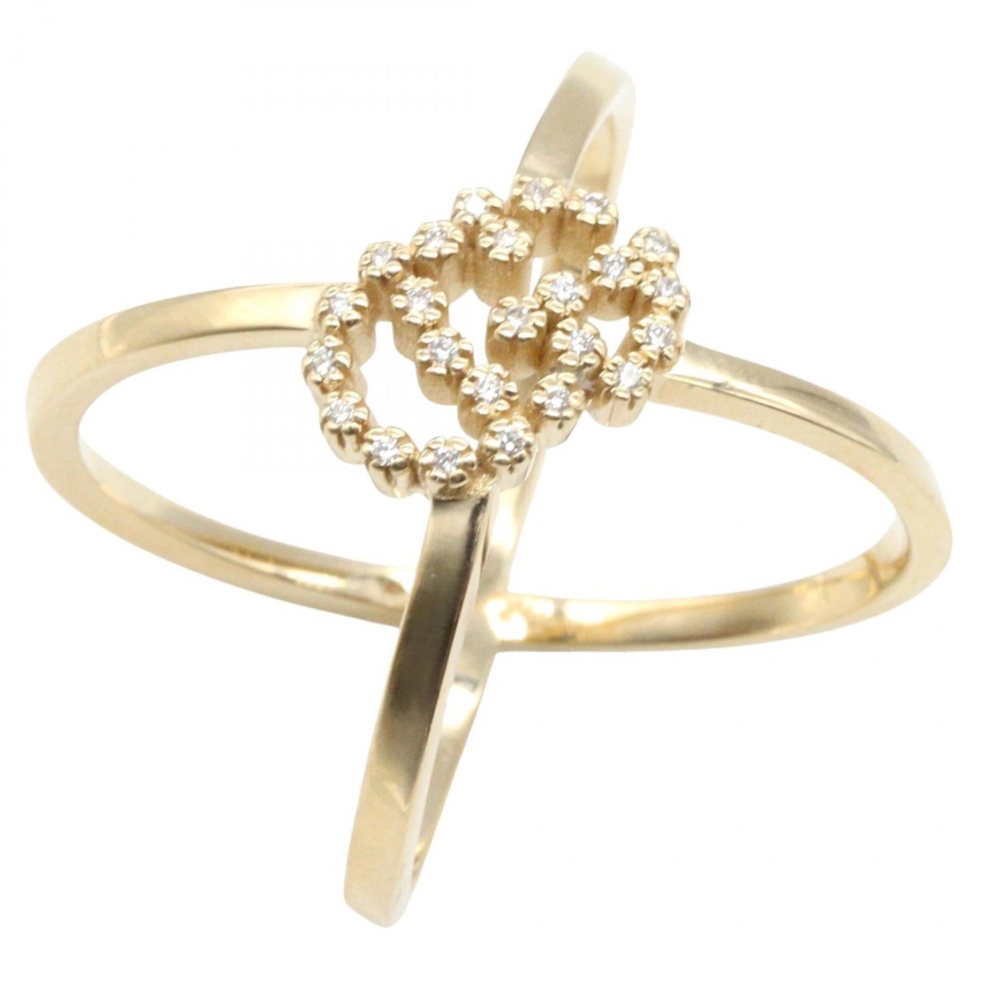 Gucci GG Running Cross Logo Diamond Ring, 18K Yellow Gold, Diamond, Men\'s, Women\'s, Clear