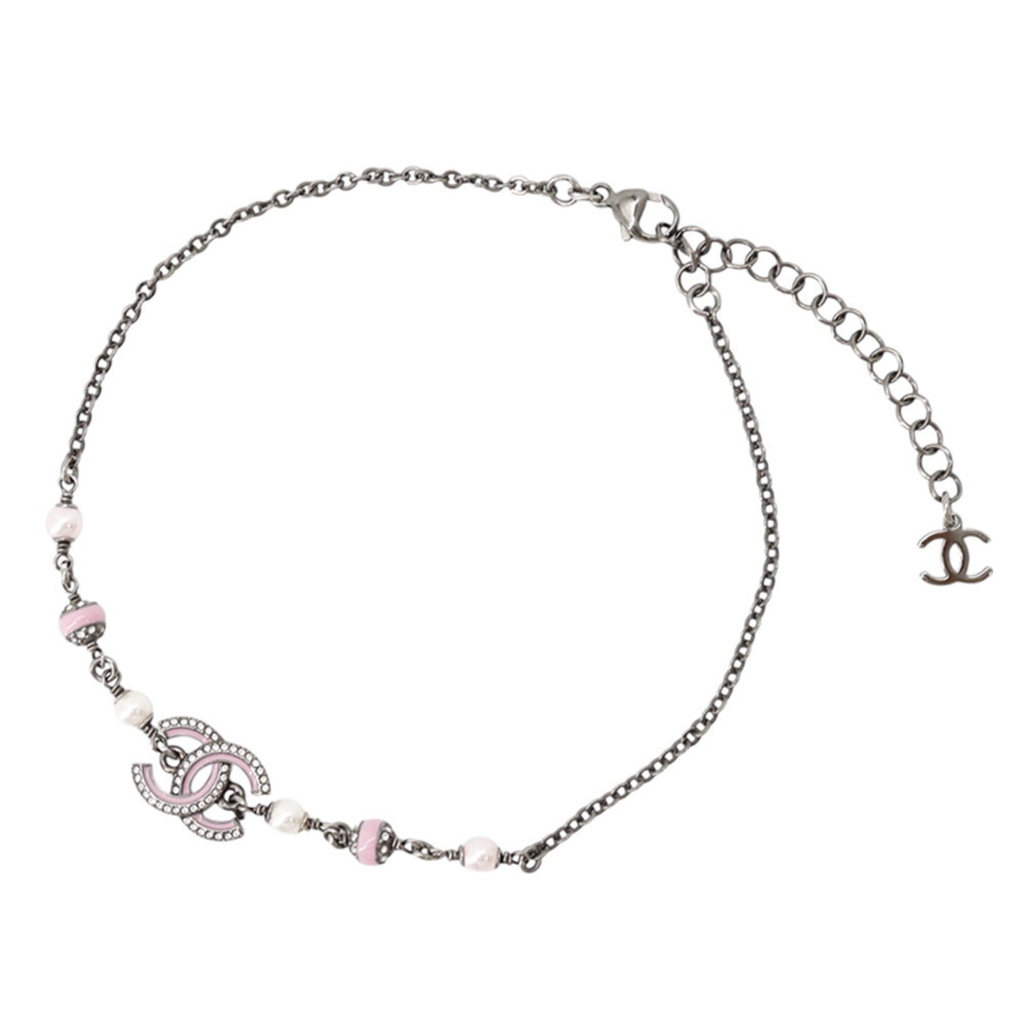 Chanel Necklace Coco Mark Faux Pearl Rhinestone C25B CHANEL Women\'s NECKLACE