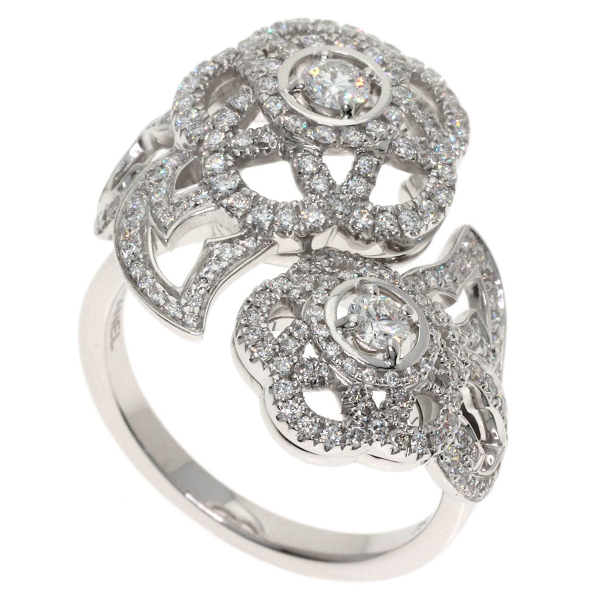 Chanel Camellia Diamond Ring #53, 18K White Gold, Women\'s.