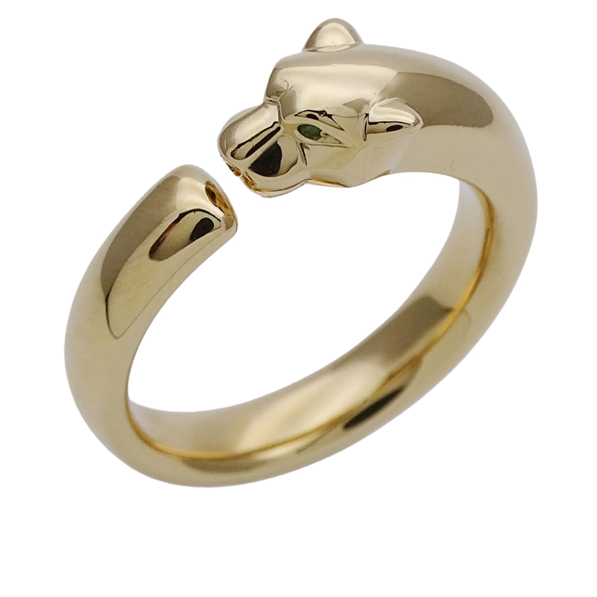 Cartier ring for women and men, brand name ring, 750YG, onyx, tsavorite garnet, Panthre small, gold