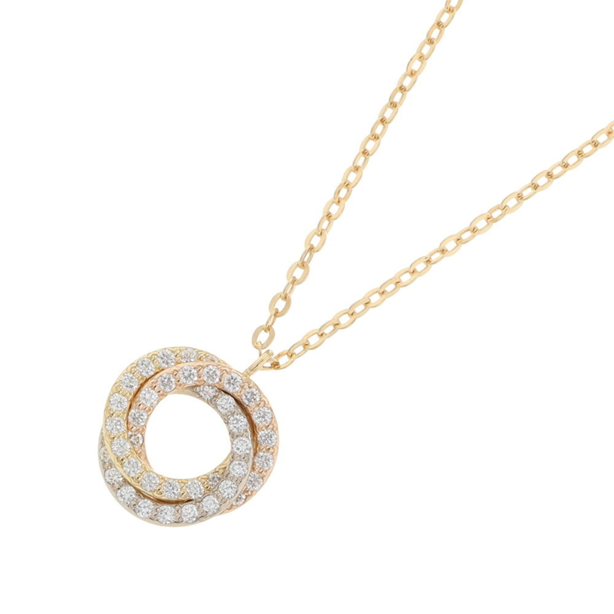 Cartier Trinity Necklace Pendant with 42 Diamonds (0.11ct total), 18K Yellow Gold, Pink White Gold (