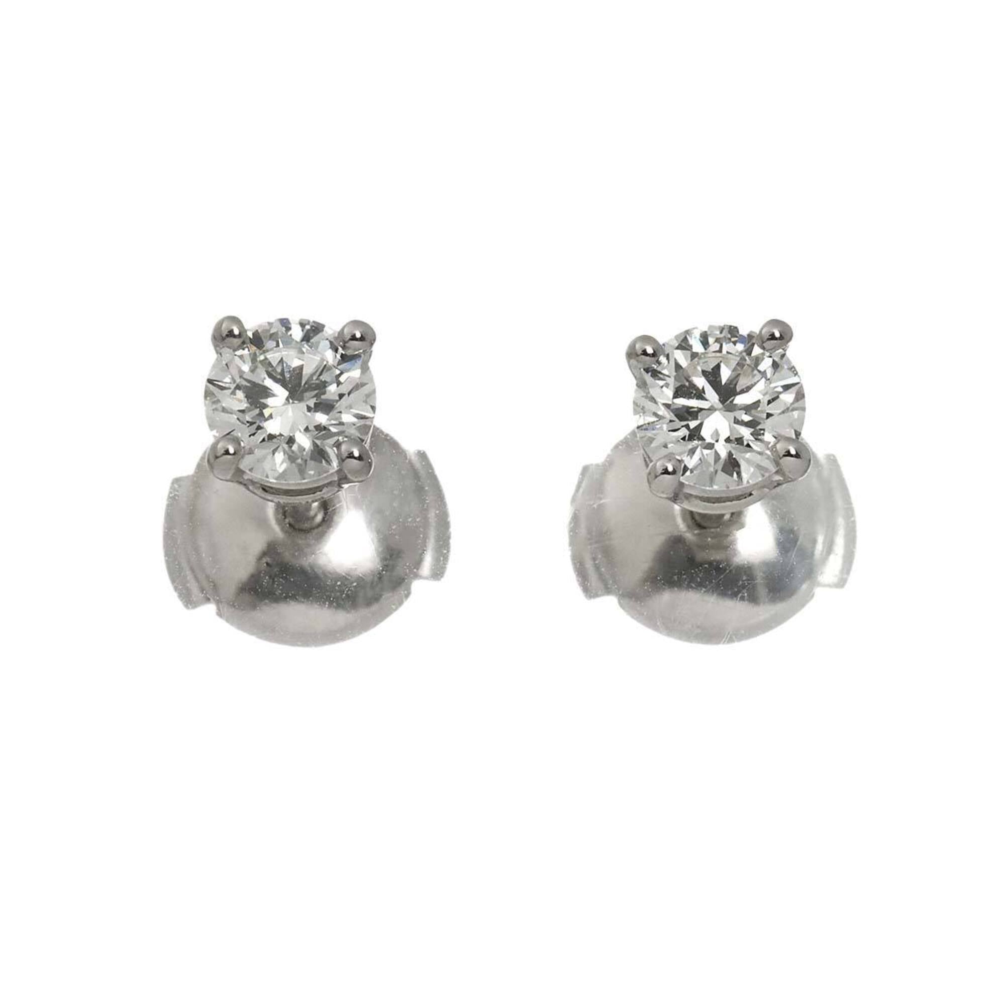 Tiffany & Co. Solitaire Diamond Earrings, 0.39ct x 2, F VVS2 3EX, Platinum Stud Pierced.
