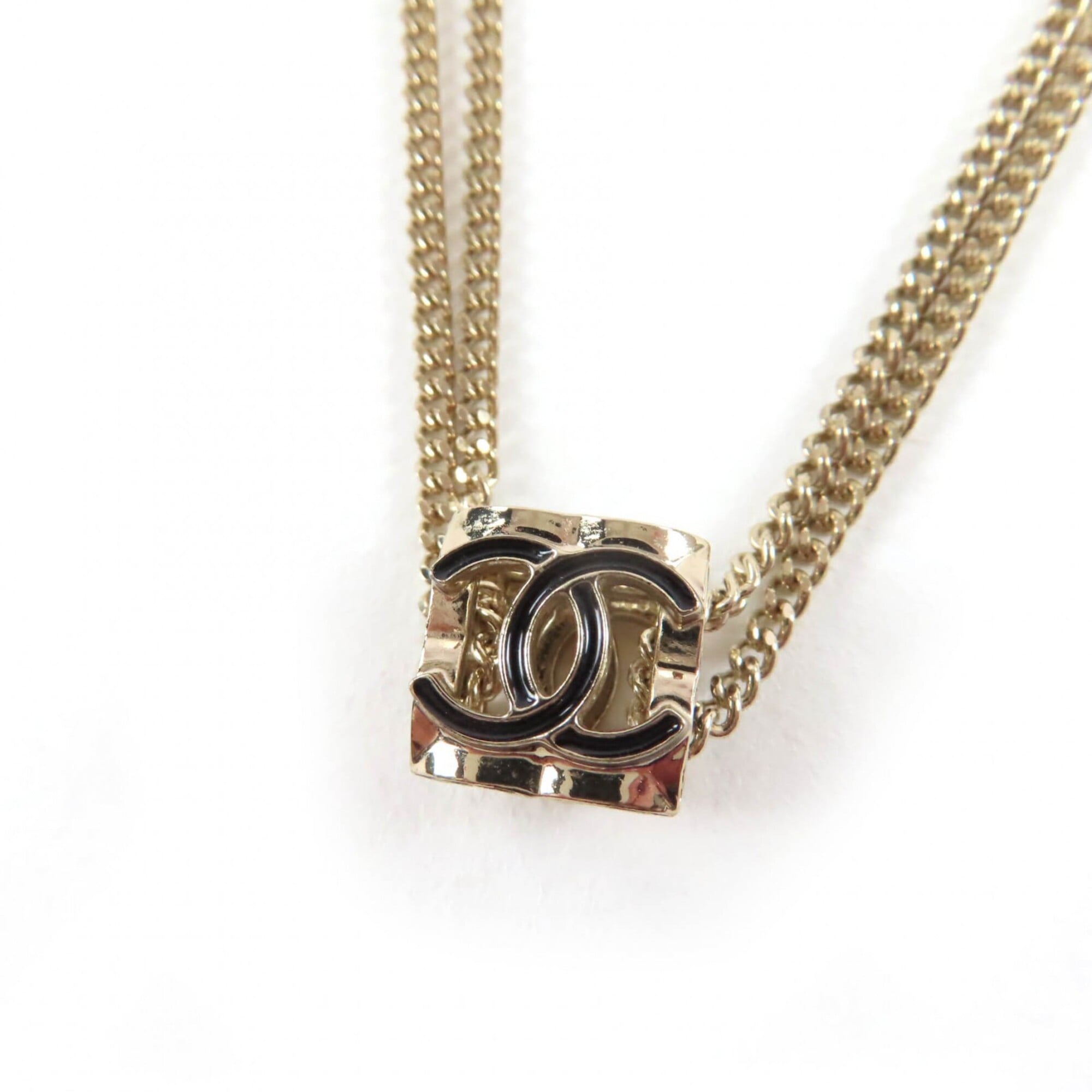 CHANEL A22K Coco Mark Cube Necklace Pendant, Gold, Made in Italy, Weight: 15g, Women\'s