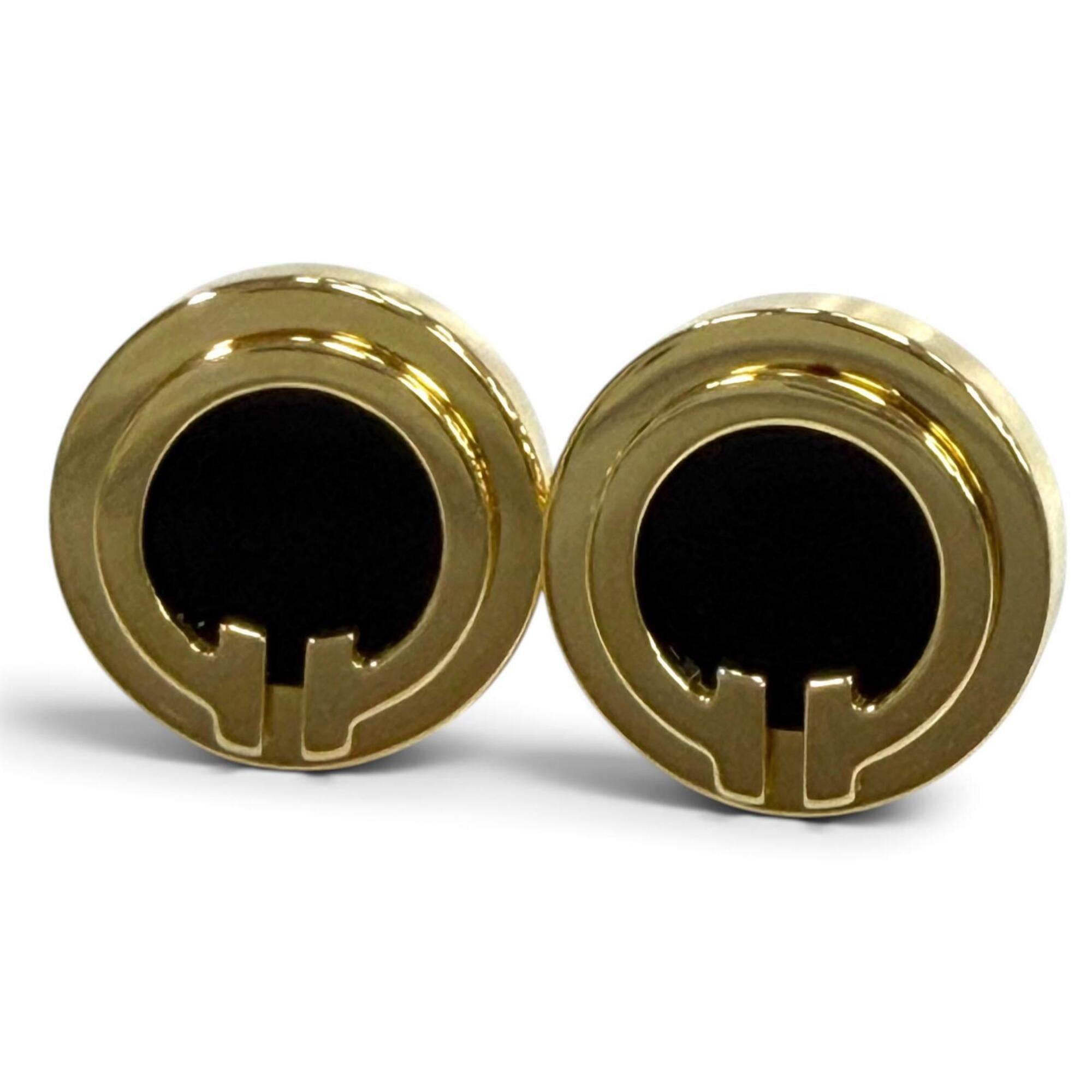 TIFFANY&Co. Tiffany T TWO Circle 750 (YG) Onyx Earrings, Purchased March 2021, Yellow Gold, Made in