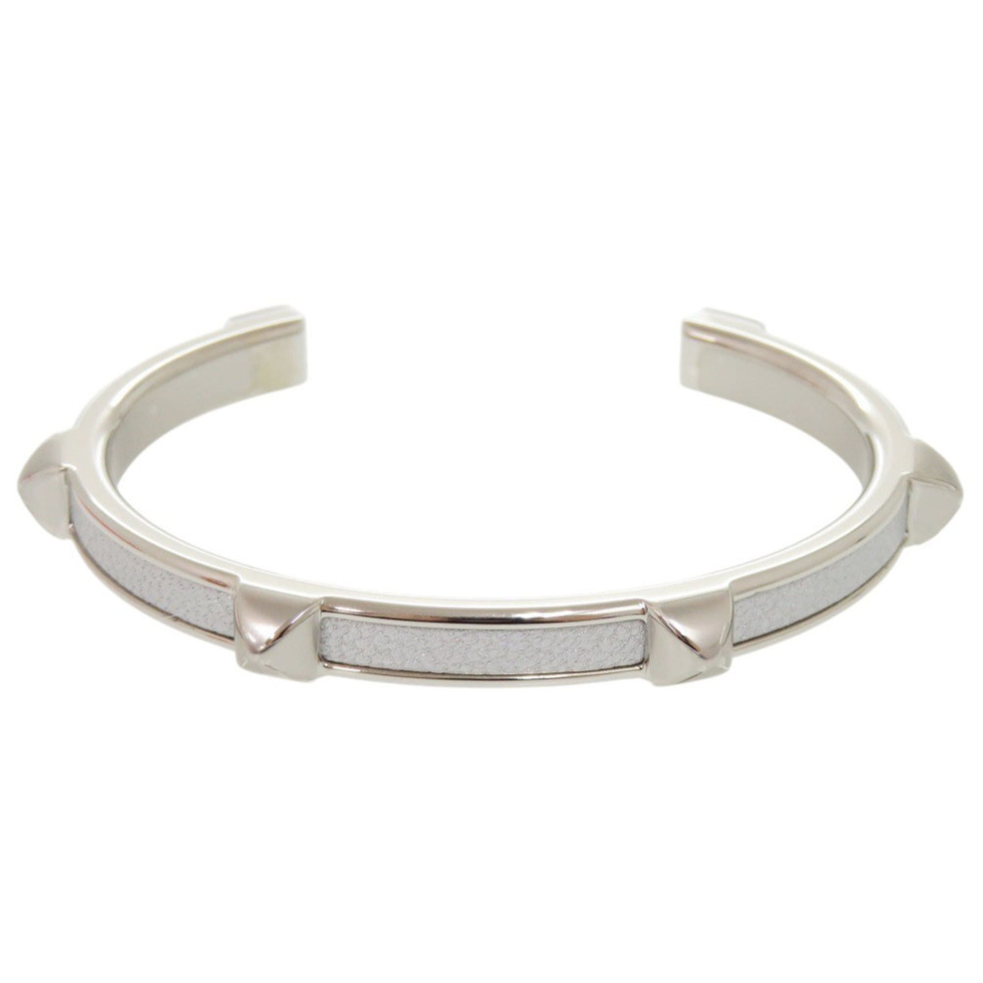 Unused Hermes Athena H500373 Metal Chevre Sham Kila Argent Silver Hardware Bracelet Bangle 0475HERME