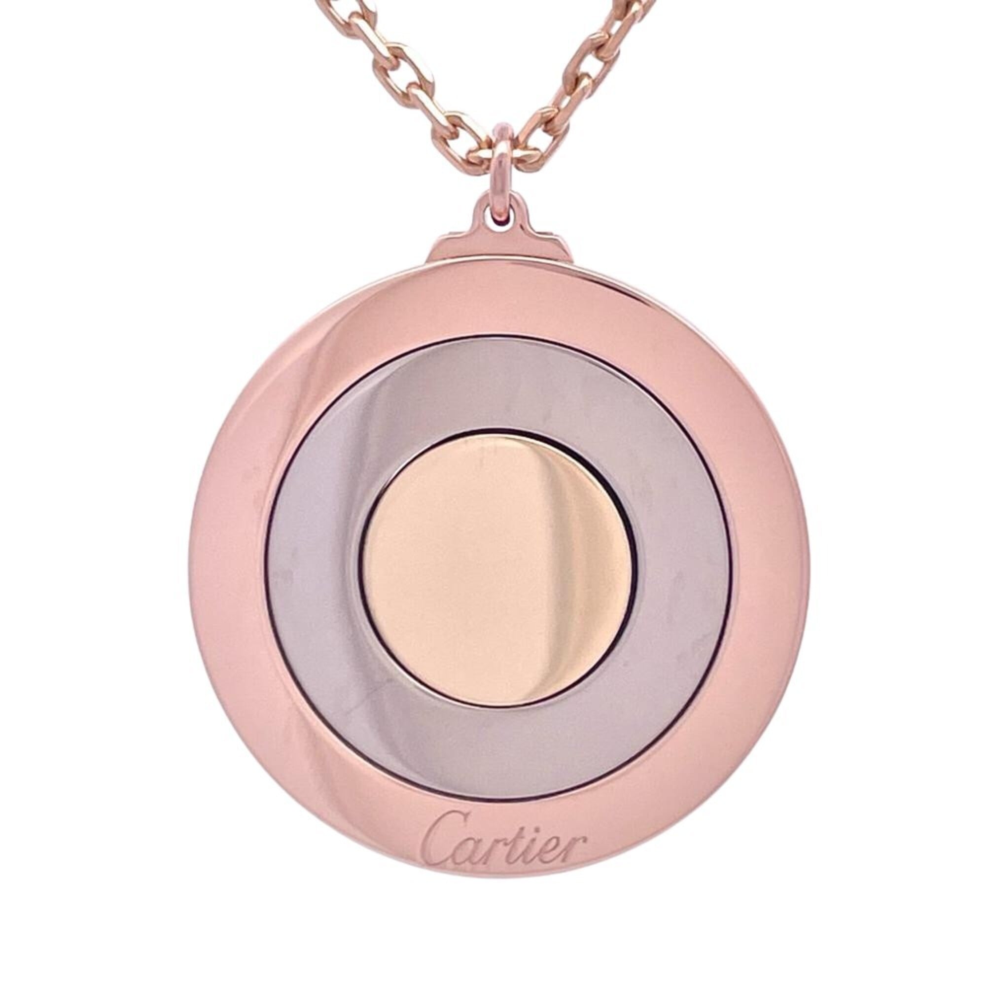 Cartier Round Trinity Necklace, 18K Pink Gold (16.8g), White (18K Gold), 3 Colors: Pink, White, Yell