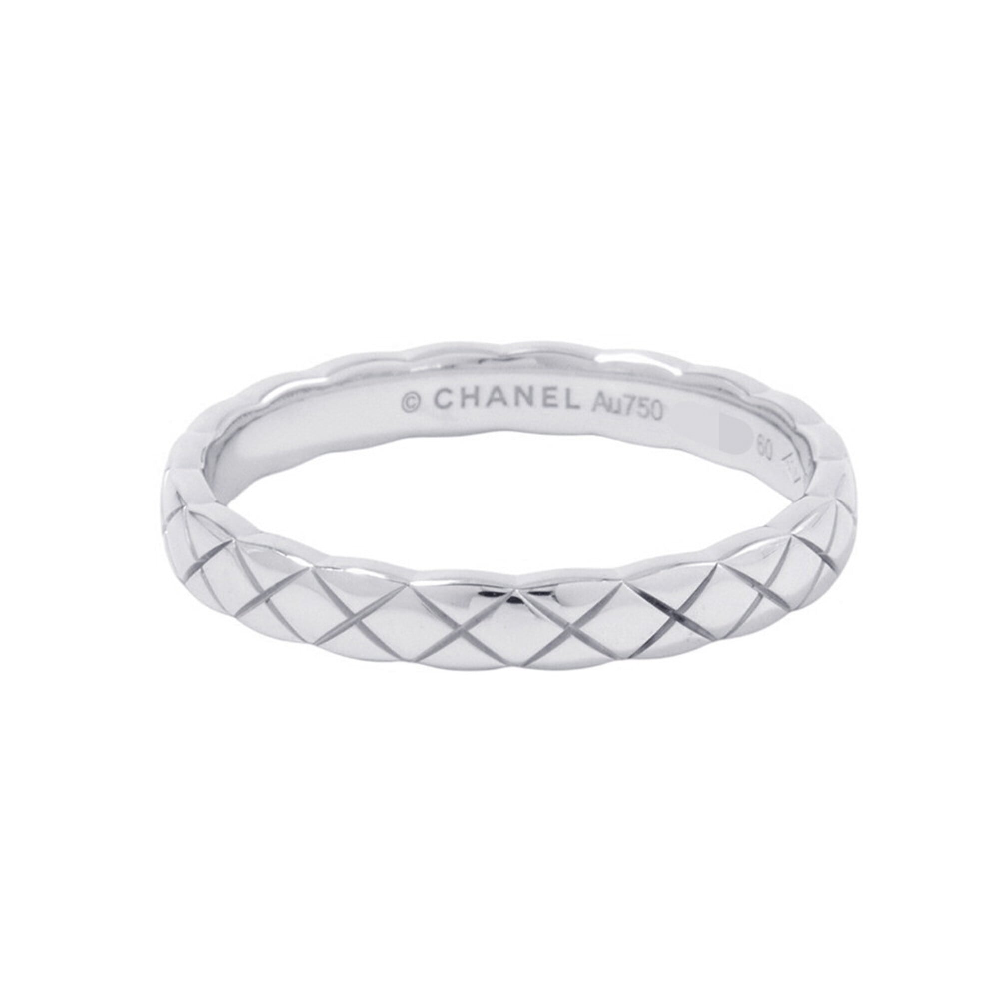 Chanel Coco Crush Collection Mini Ring, 18K White Gold, Size 60, J11793.