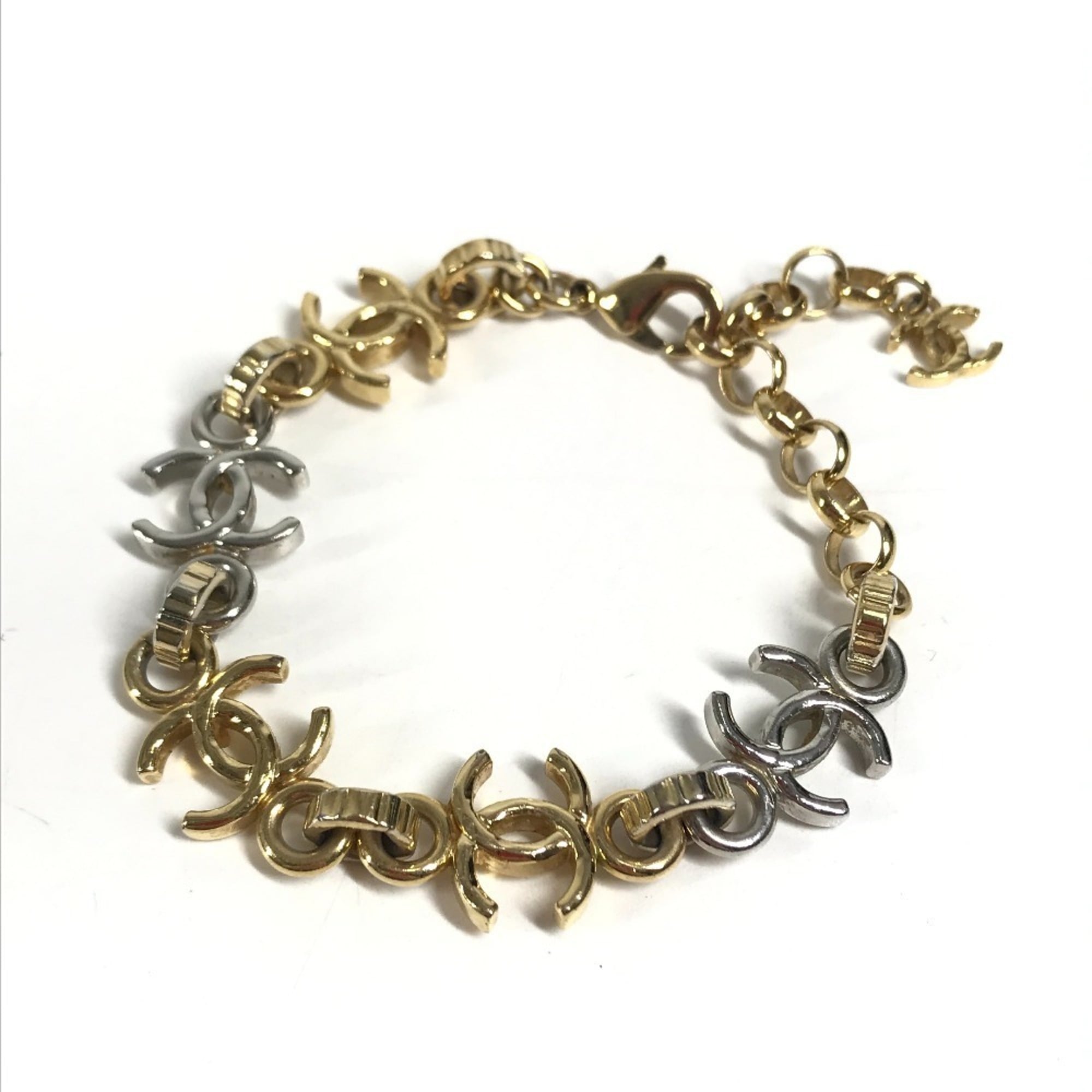 CHANEL B26P CC Coco Mark Chain Bracelet, Bicolor Accessory, Metal Women\'s, Gold