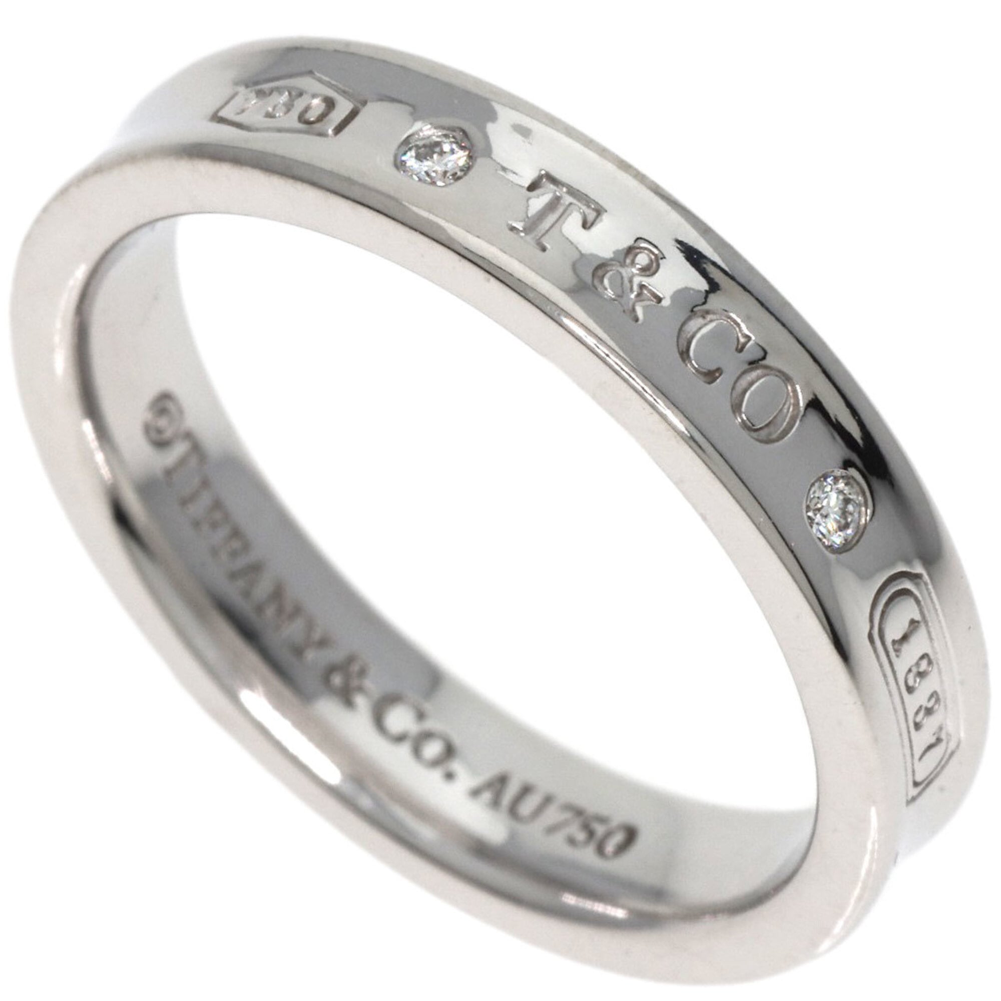 Tiffany & Co. 1837 Narrow 2-Diamond Ring, 18K White Gold, Women\'s.