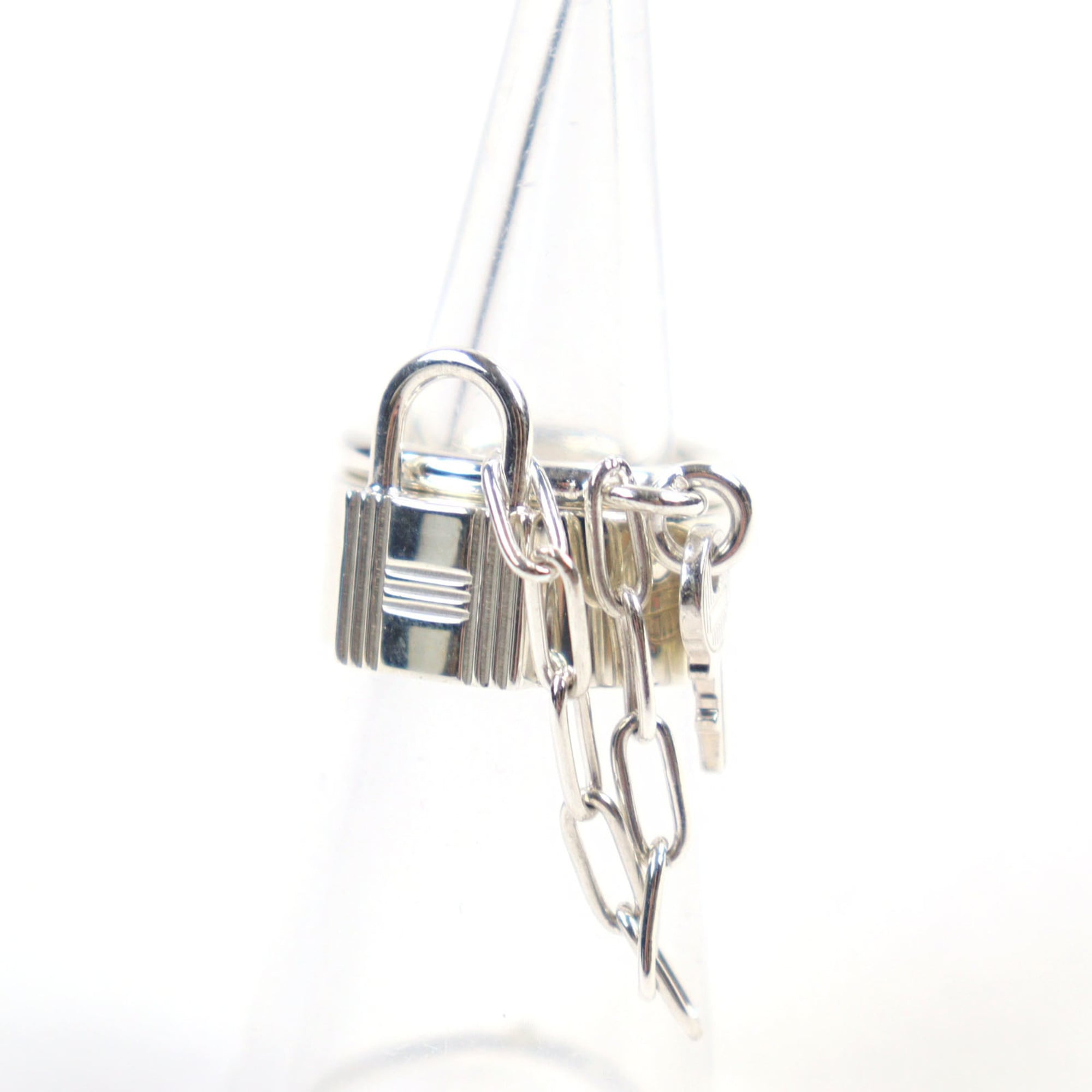 HERMES Alpha Kelly AG925 Clochette Cadena Double Ring - Silver Accessory, Size 49 (Japanese Equivale