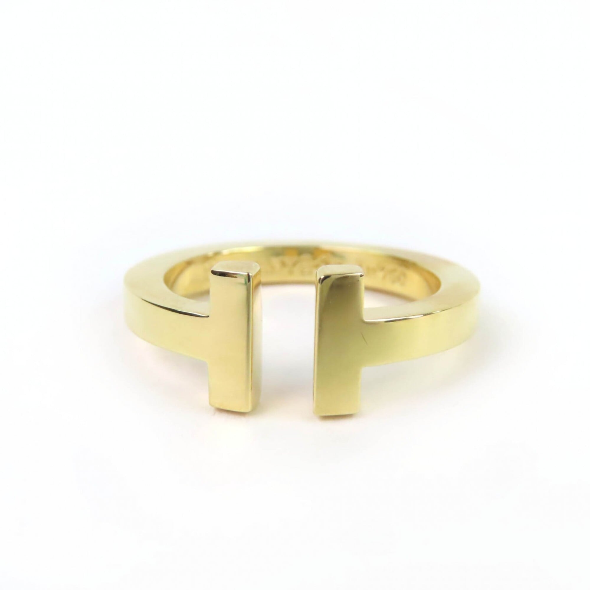 TIFFANY&Co. Tiffany T Square Ring AU750 (YG) Yellow Gold with Box and Case, Weight 6.52g, Women\'s