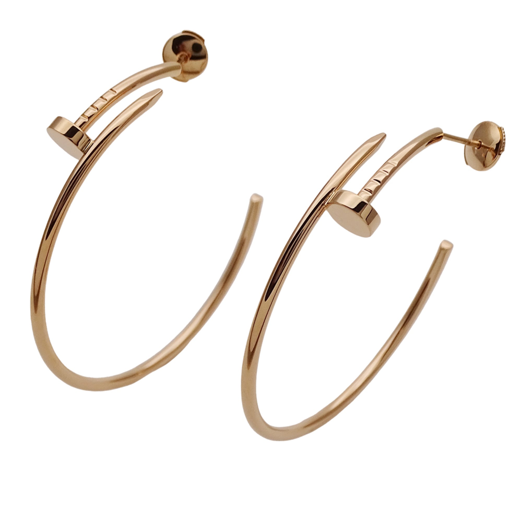 Cartier women\'s earrings, 750PG (pink gold), Juste un Clou design, large hoop pair. (Jewelry)