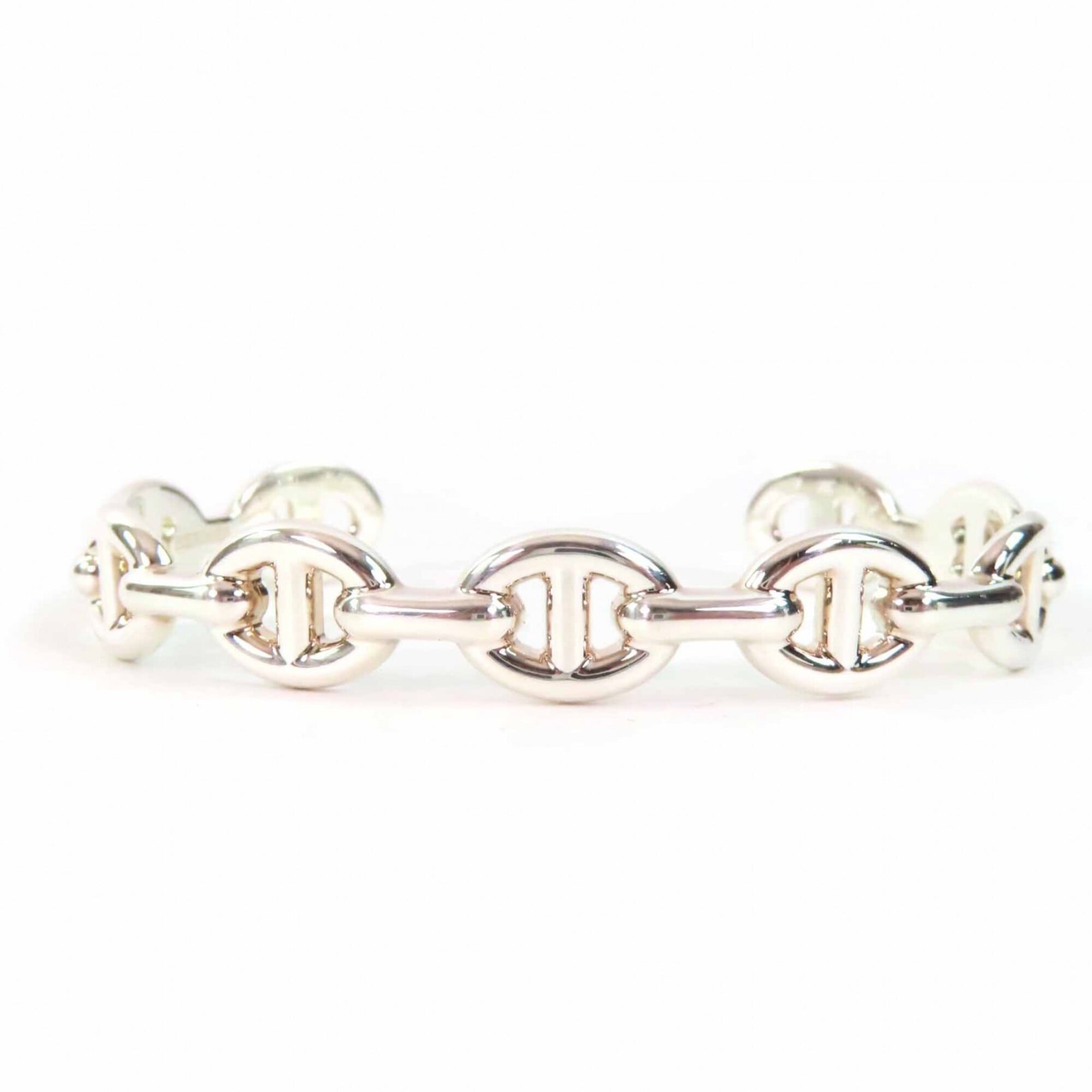 HERMES Chaine d\'Ancre EnchainŽe Bangle Bracelet, AG925 Silver, Made in Italy, 2024 Model, Women\'s.