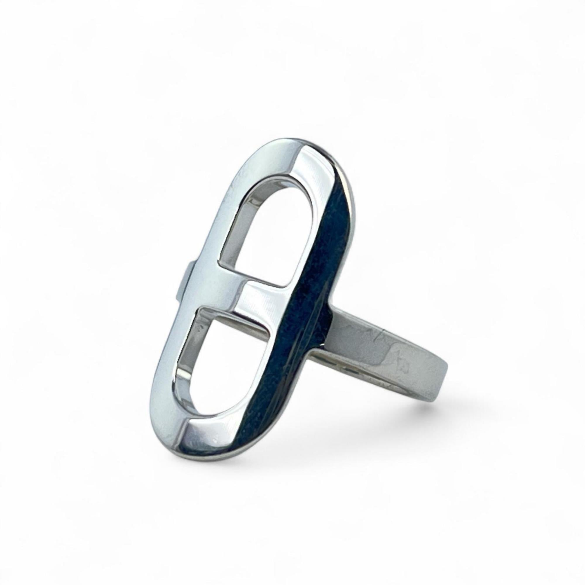 HERMES Ever Chaine d\'Ancre PM SV925 Silver Ring, Size 48, Made in France, Weight 5.428g, Women\'s