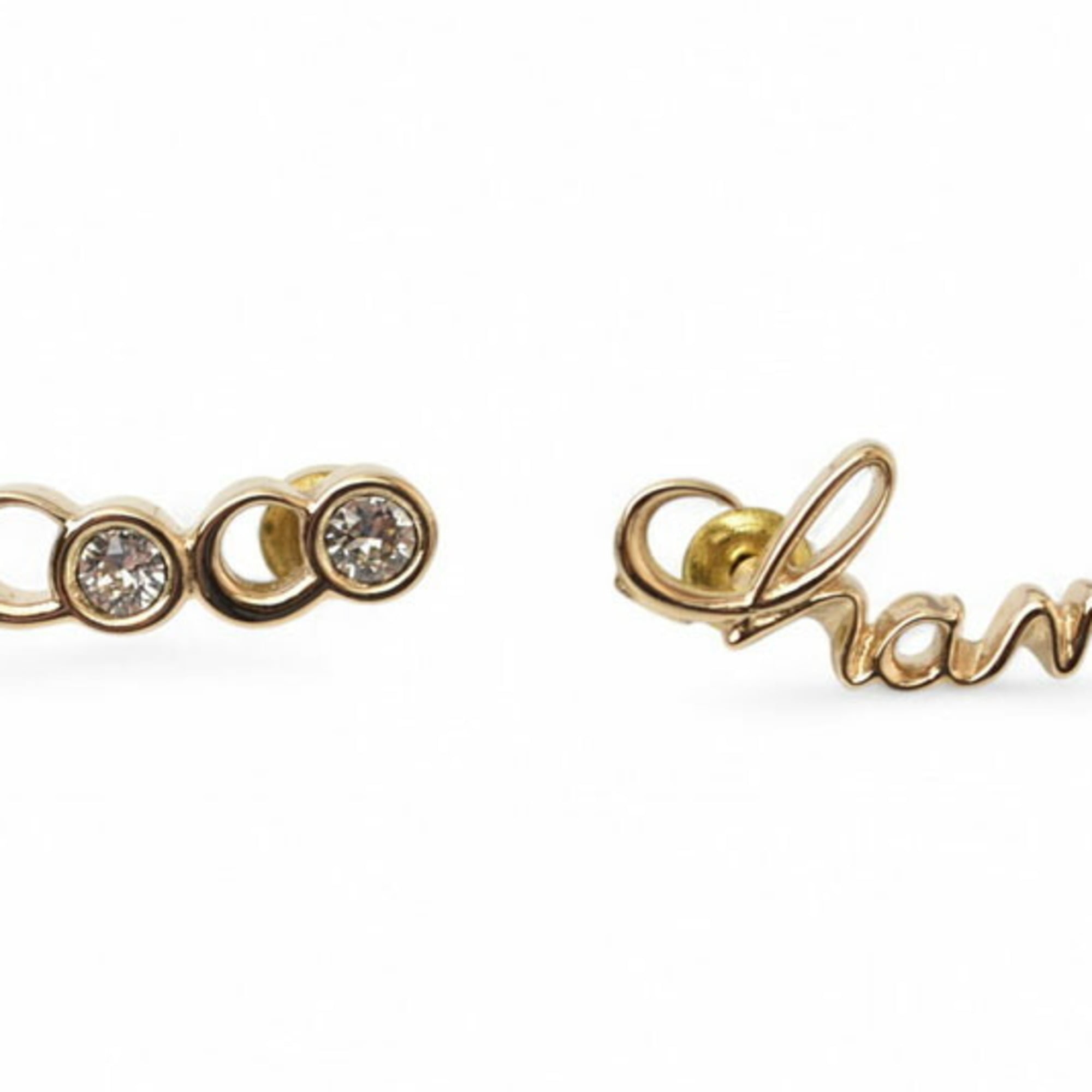 CHANEL COCO Earrings/Rhinestone Gold A22