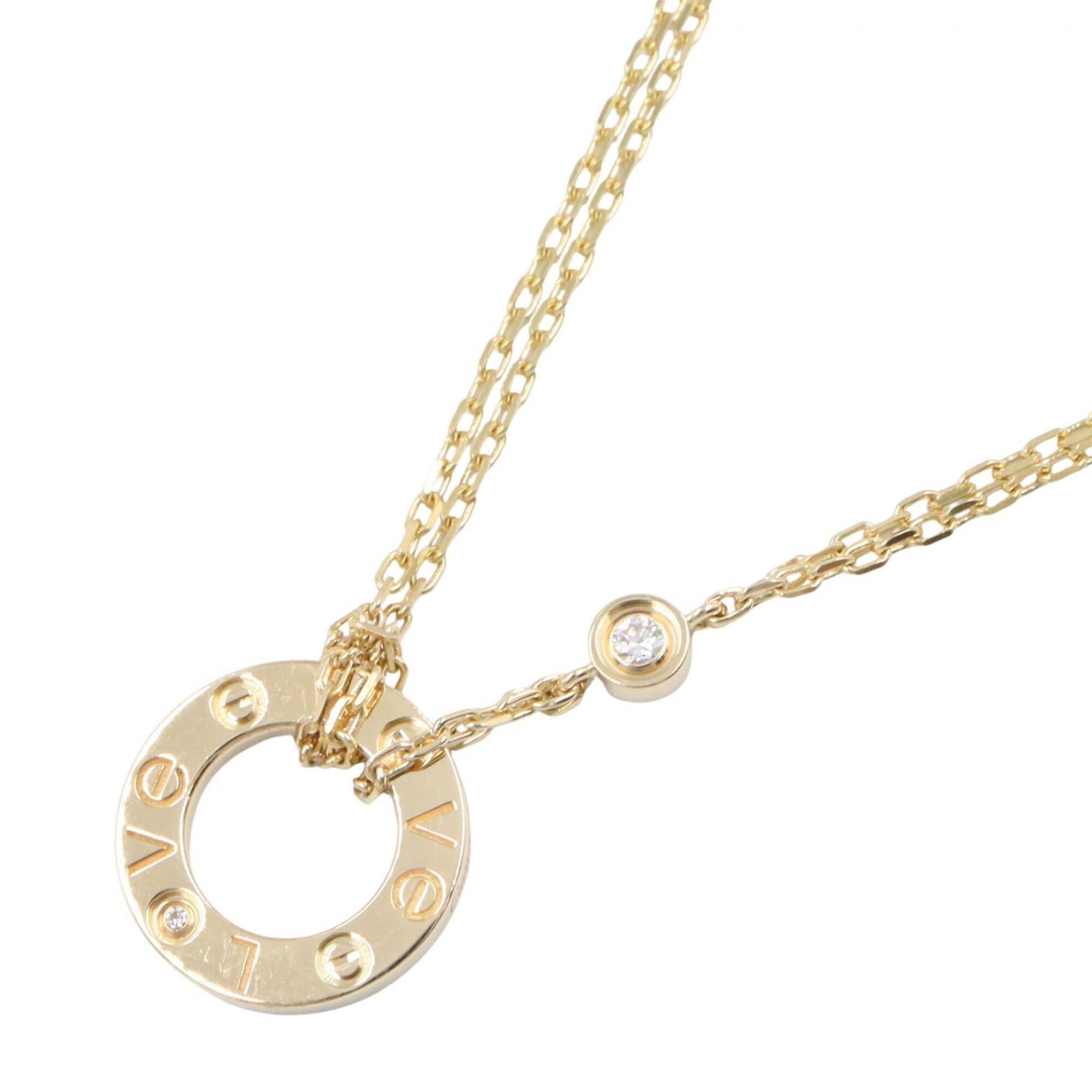 Cartier Love Circle 2PD Necklace, 18K (Yellow Gold) Diamond Women\'s, Gold Tone, Clear B7219500