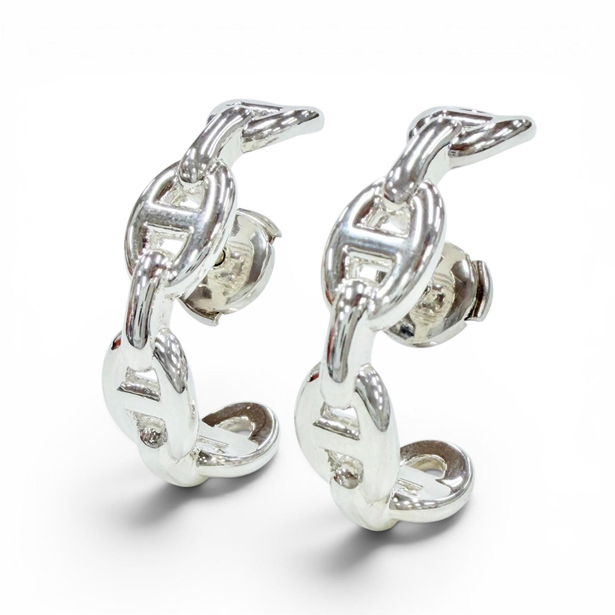 HERMES Chaine d\'Ancre EnchainŽe 925 Sterling Silver Earrings, Made in France, 2024 Model, Weight 9.