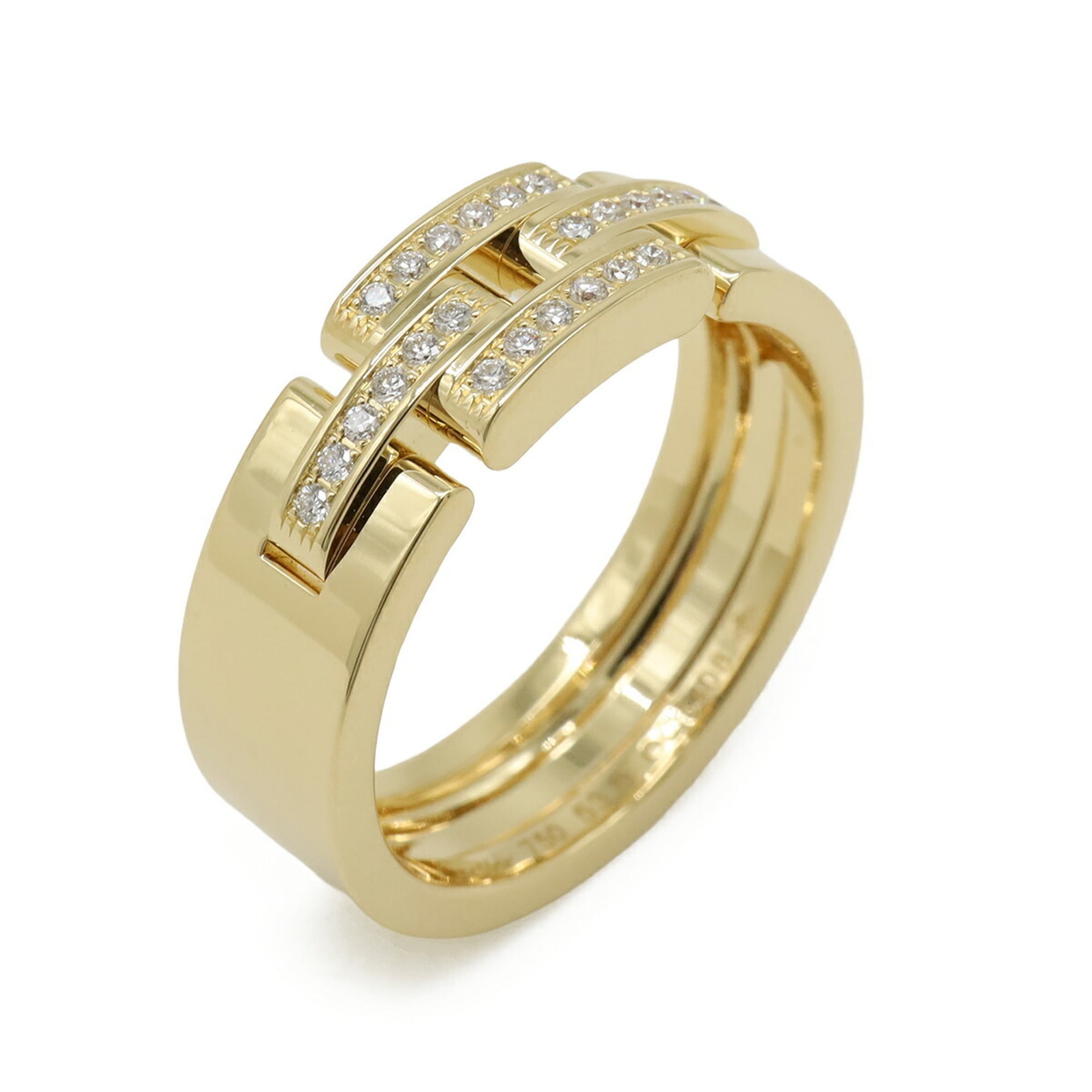 Cartier Maillon Panthre Ring, Half Pave, 18K Yellow Gold (750YG), Diamonds, Size #53