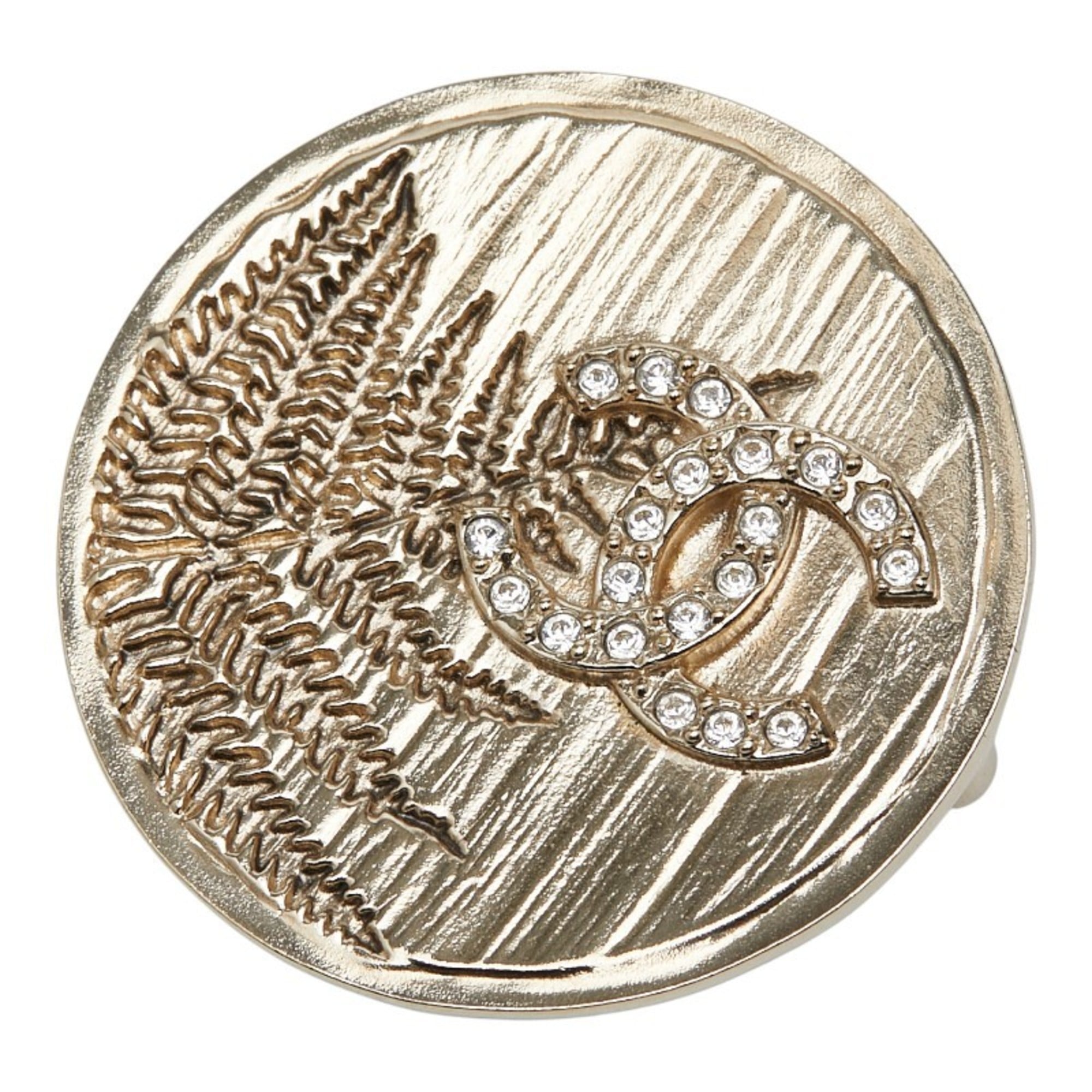 Chanel Coco Mark Brooch, Gold Rhinestone Plated, Women\'s, CHANEL