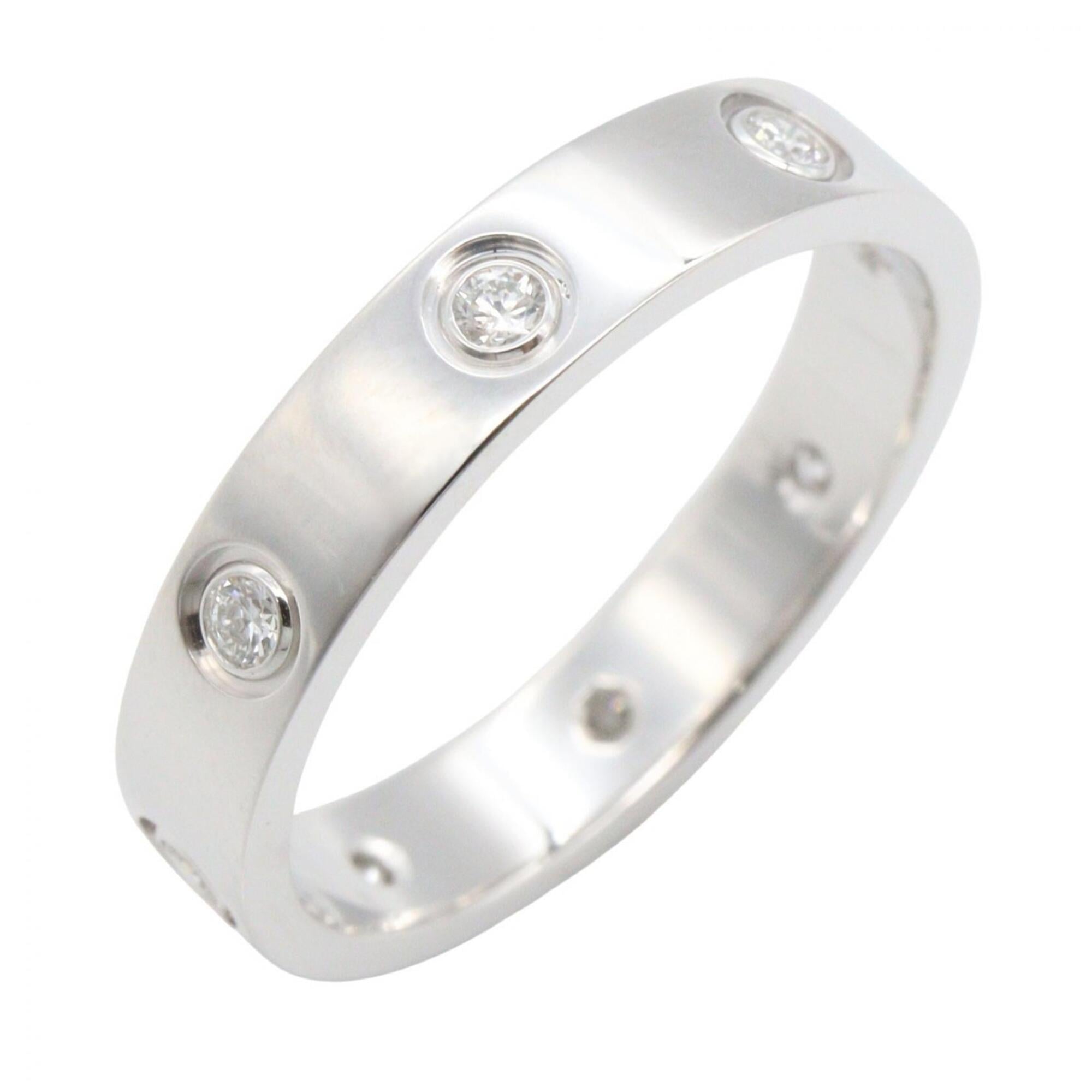 Cartier Mini Love Ring 8PD Ring, Jewelry, 18KWG (White Gold), Diamond, Women\'s, Silver/Clear Tone,