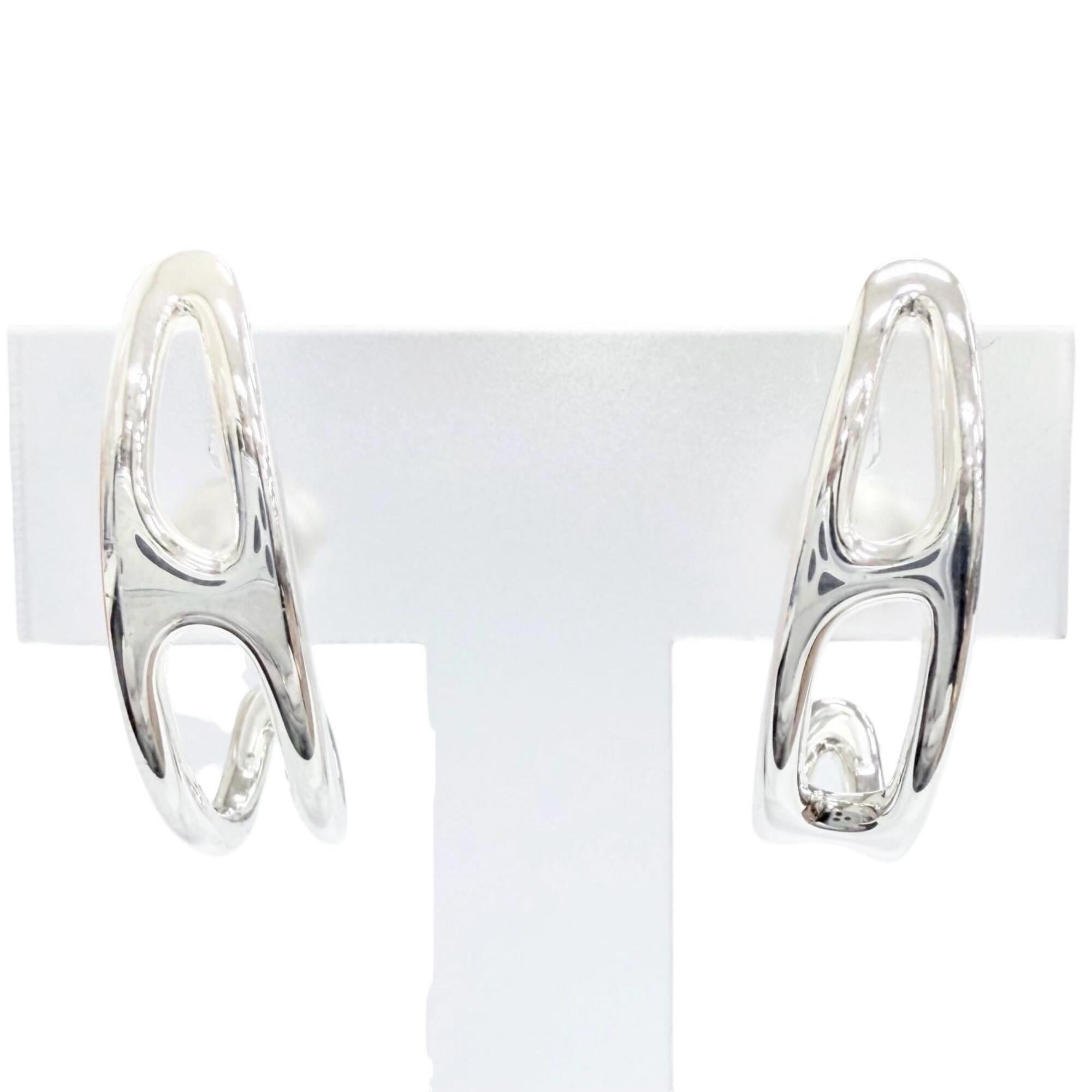 HERMES Chaine d\'Ancre Punk Earrings, Pair, 925 Sterling Silver, Made in France, Weight 10.27g, Wome