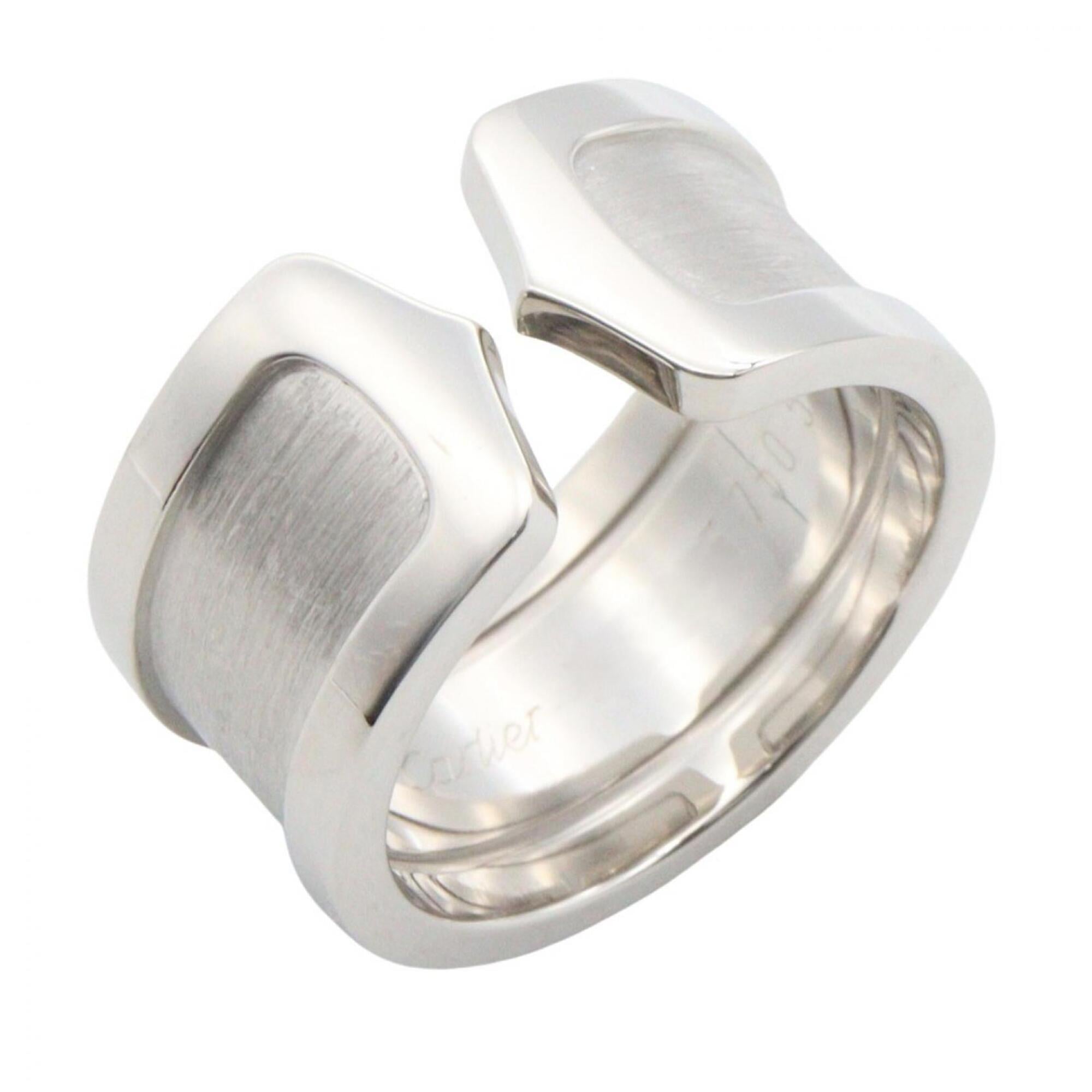 Cartier C2 Wide Ring, 18K White Gold (18KWG), Women\'s Silver Tone