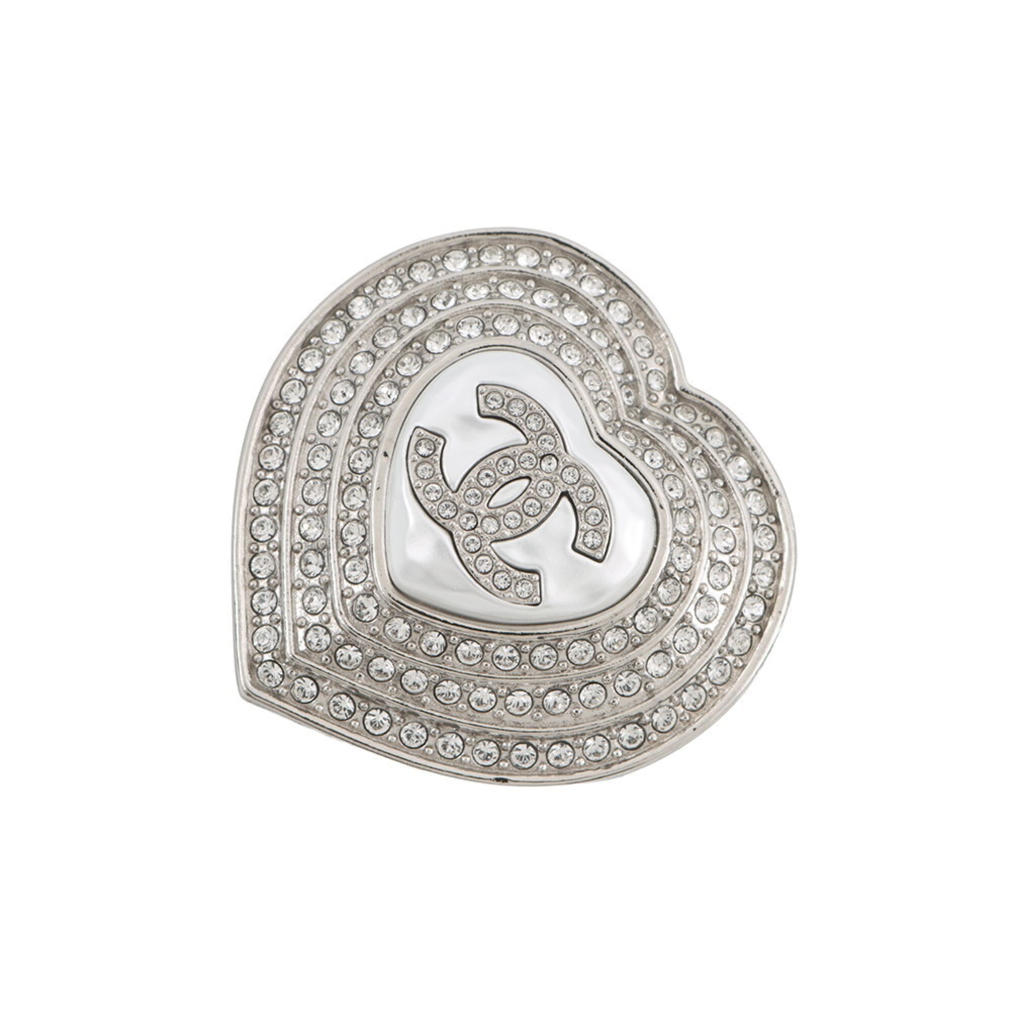 Chanel Brooch Heart Coco Mark Metal Rhinestone B23 B CHANEL BROACH