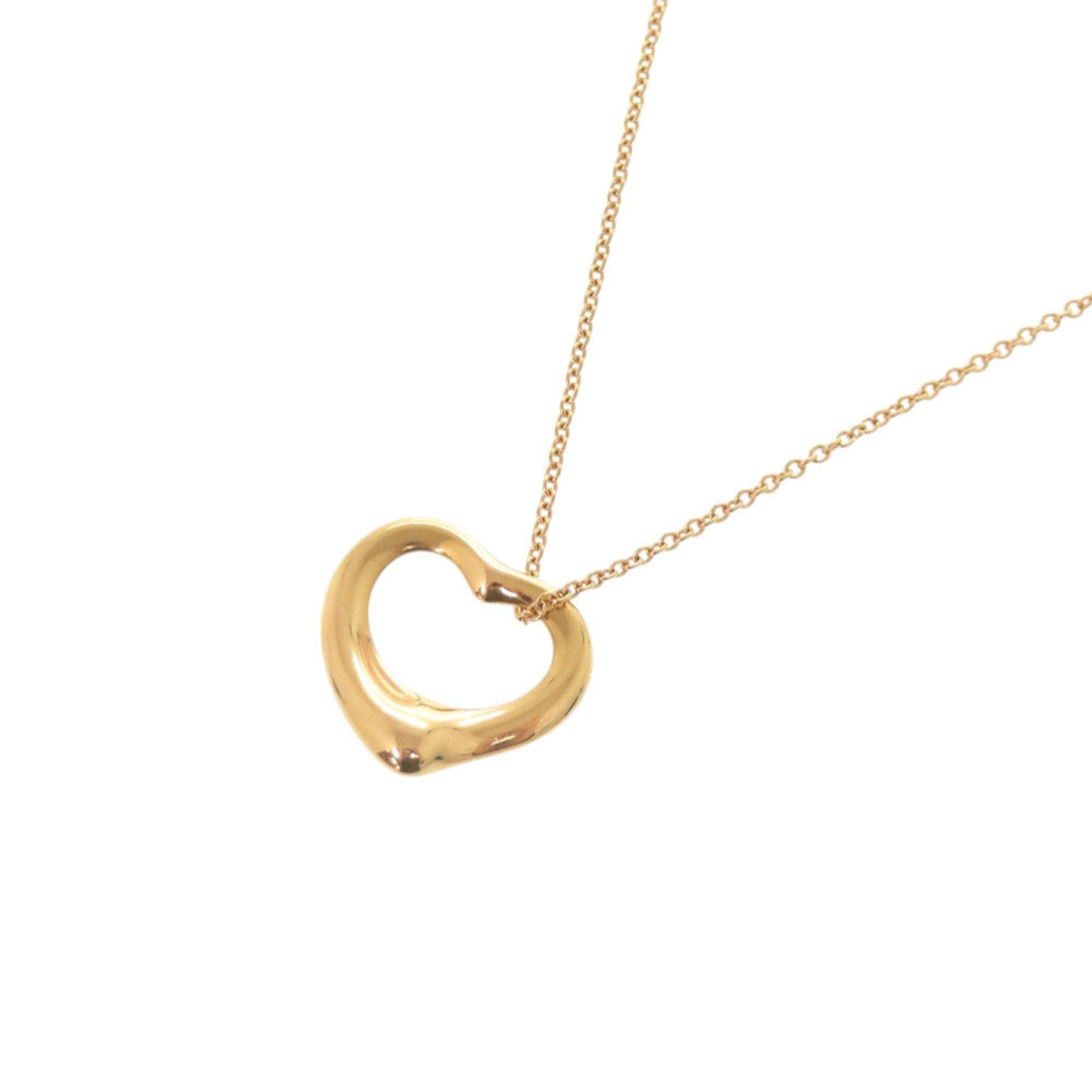 Like New Tiffany & Co. Open Heart Necklace Pendant in 18KPG, 18KKYG, 750PG, and 750YG Pink Gold Yell