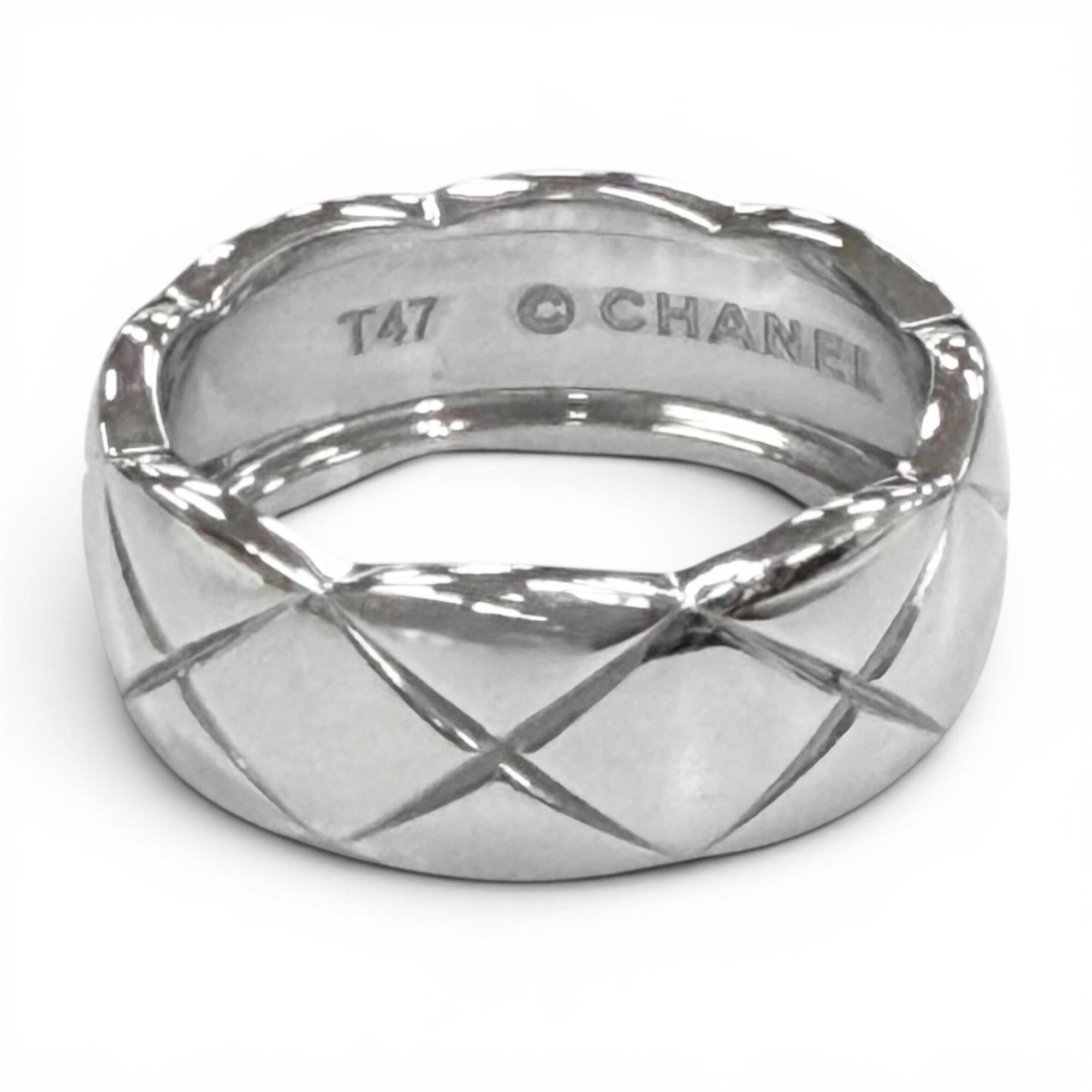 CHANEL W14629 750 (WG) Coco Crush Ring, Silver, Size 47, Weight 5.43g, Women\'s Accessory