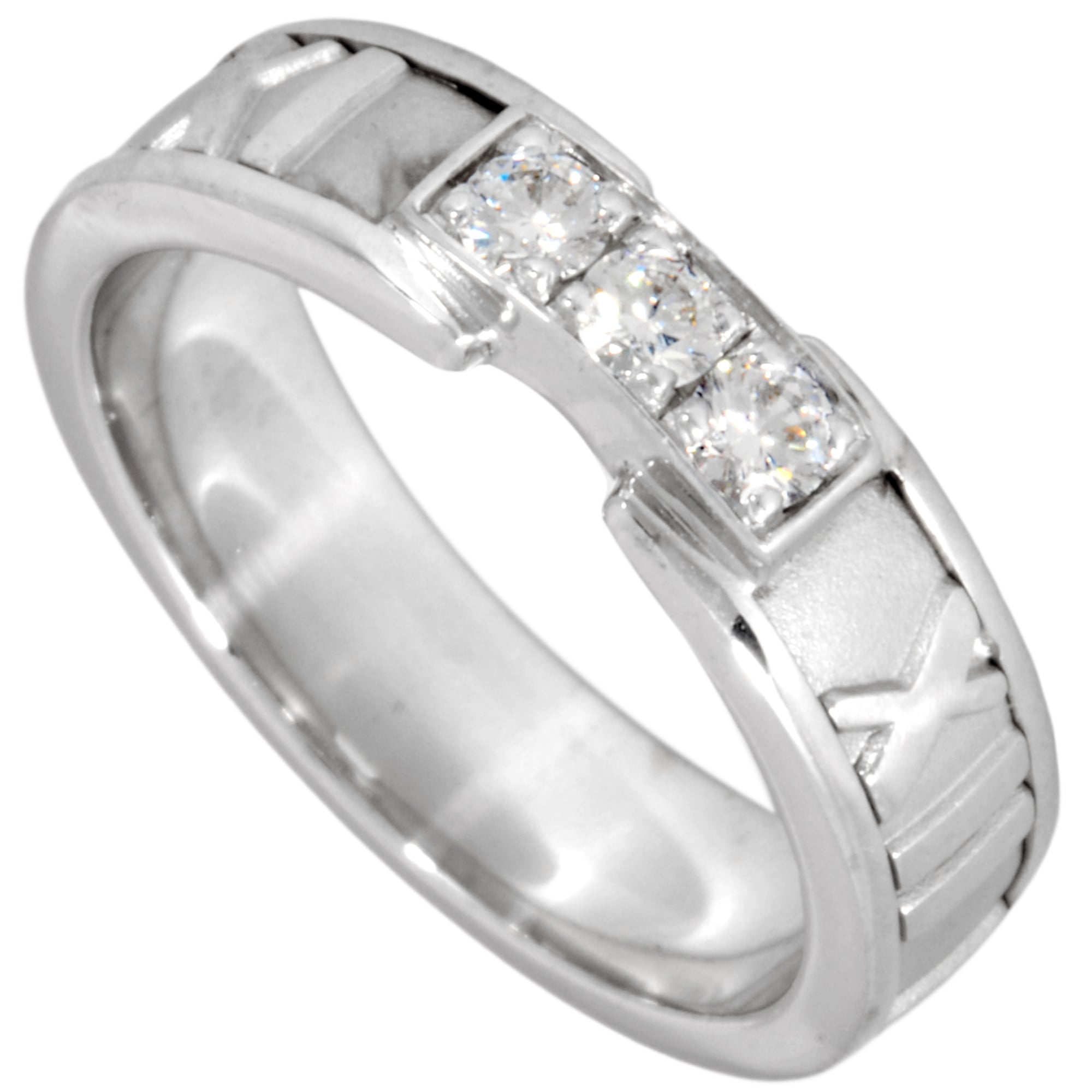 Tiffany & Co. Atlas Ring, approx. 6.8g, 18K White Gold with 3 Diamonds