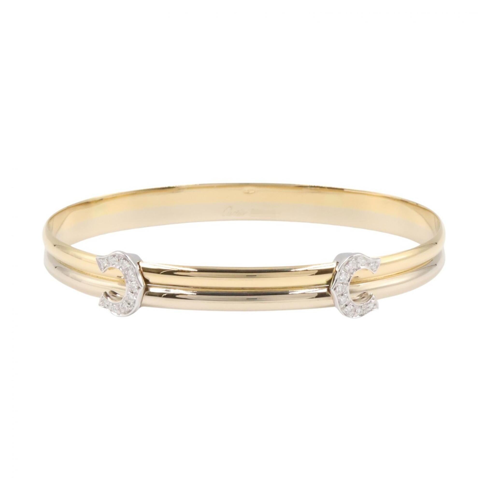Cartier 2C Diamond Bracelet - 18K Yellow Gold / White Women\'s Tone Silver Clear