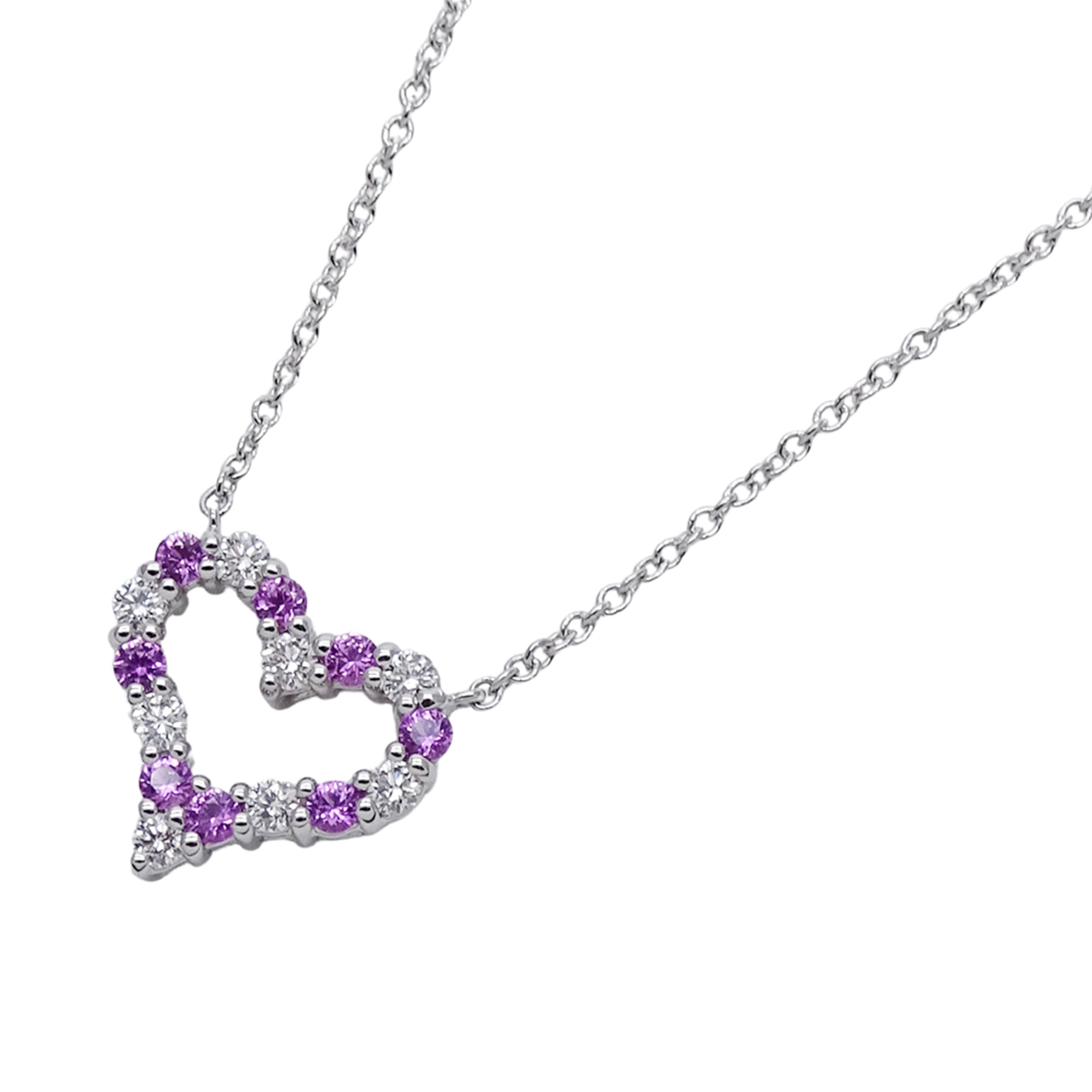 Tiffany & Co. Women\'s Sentimental Heart Necklace in PT950 Platinum with Diamonds and Pink Sapphires