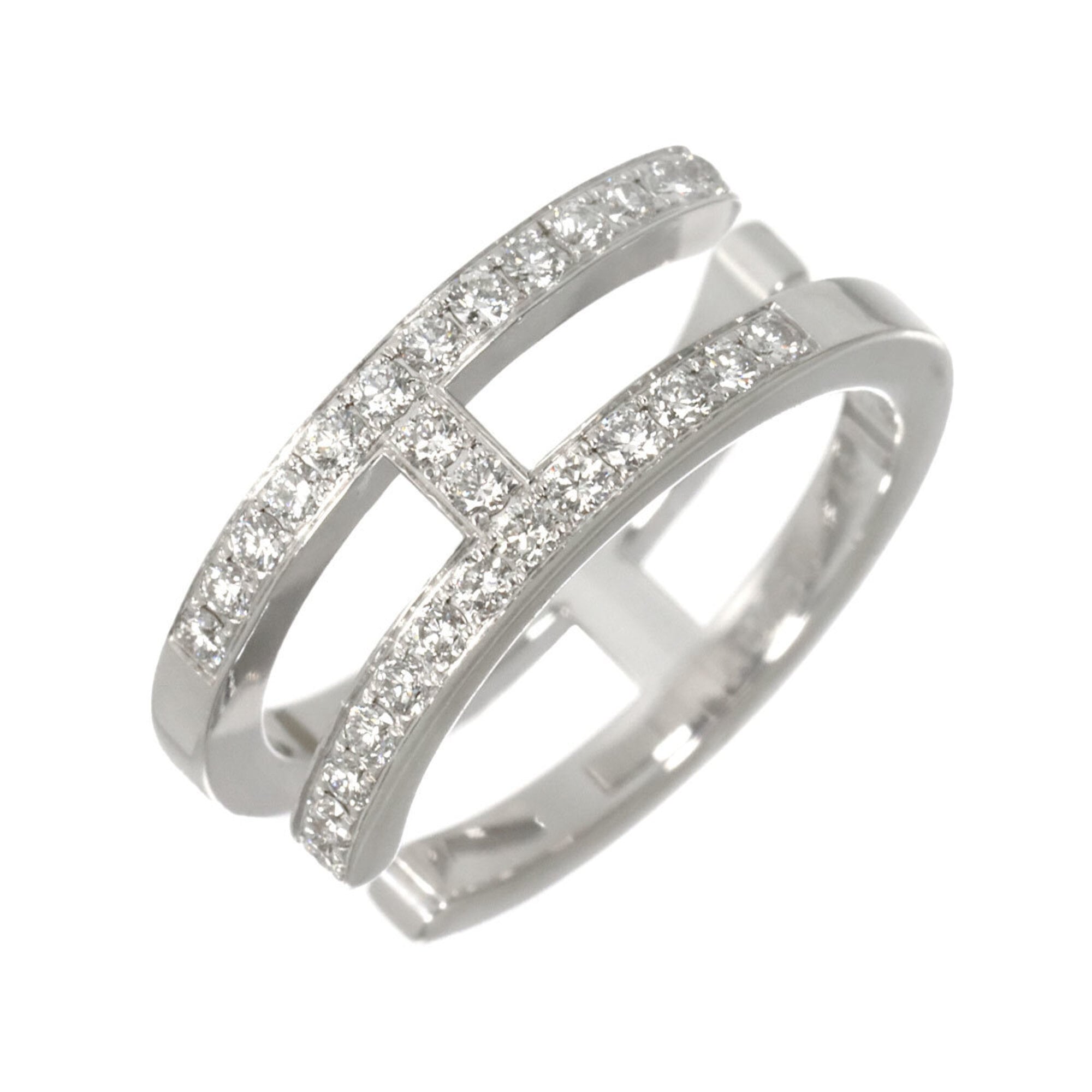 Hermes Ariane Chaine d\'Ancre #48 Ring with Diamonds, 18K White Gold (750)