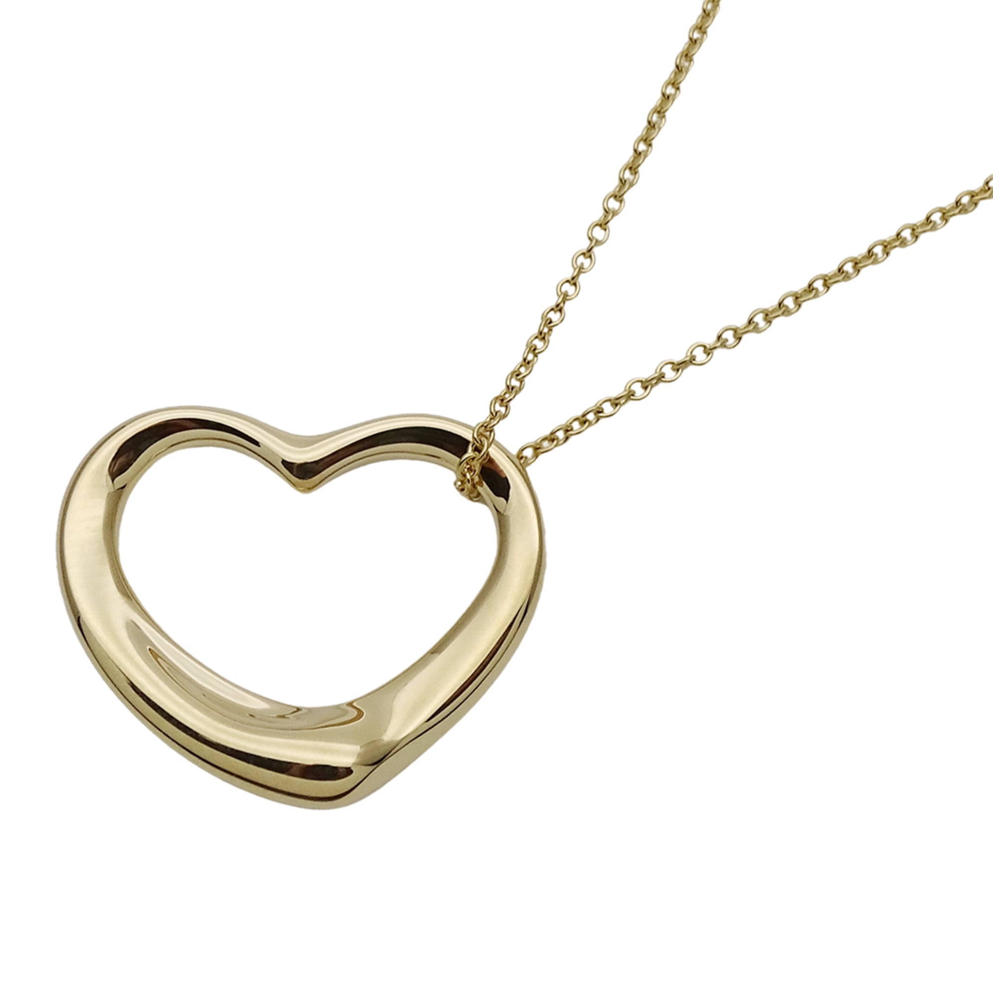 Tiffany & Co. Women\'s Necklace, 750YG, Elsa Peretti Open Heart Design, Yellow Gold Jewelry