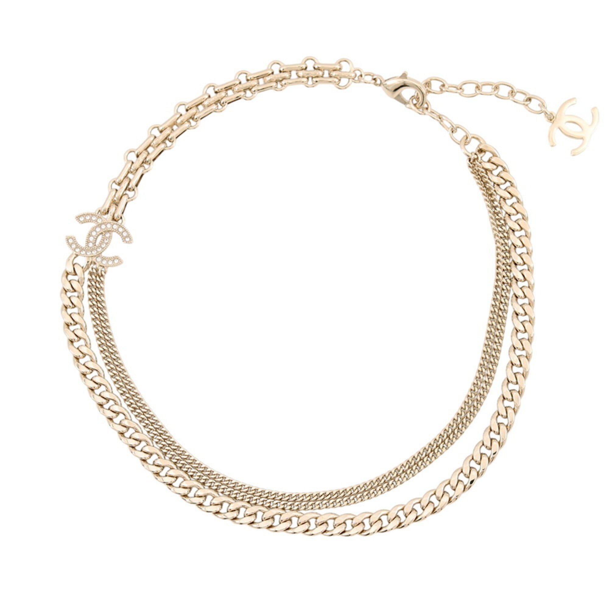 Chanel Necklace Coco Mark Rhinestone B25 K ABG553 CHANEL Women\'s NECKLACE