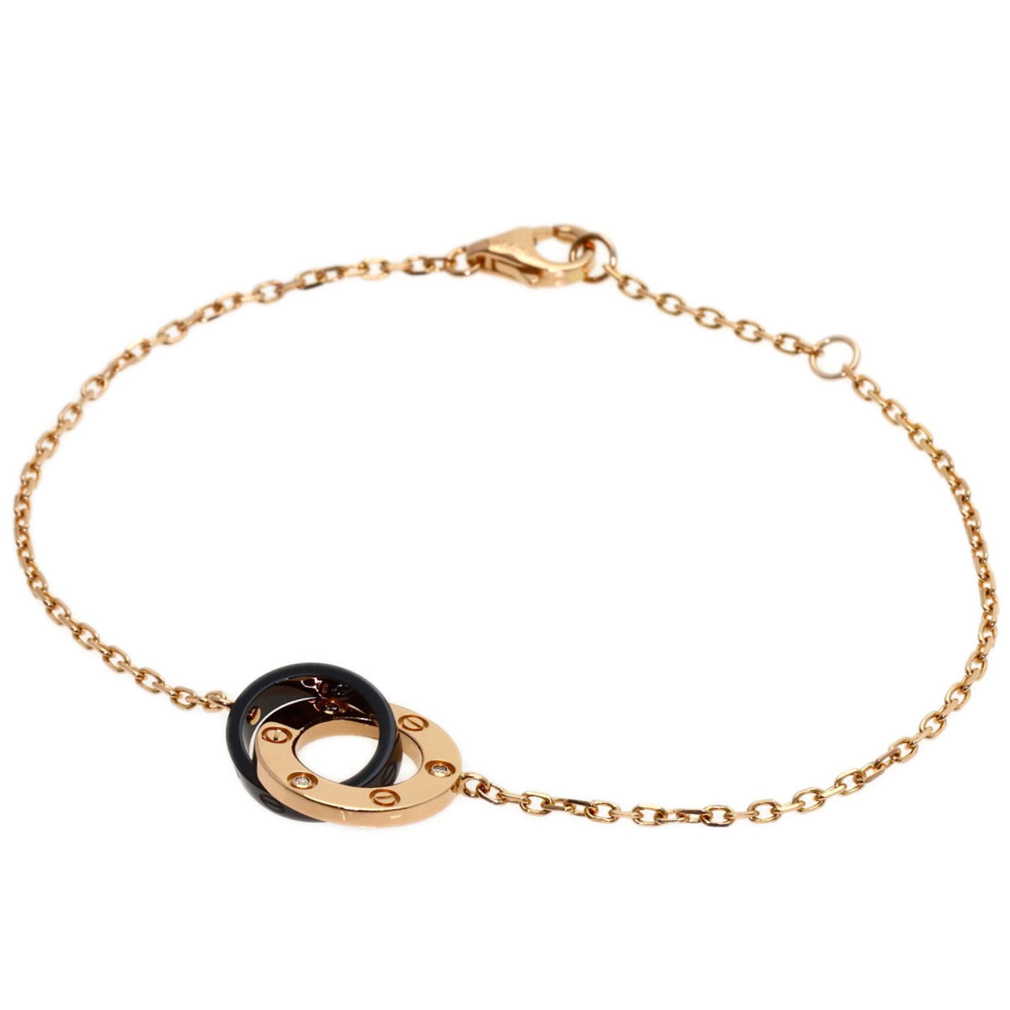 Cartier Love Circle Black Ceramic Diamond Bracelet 18K Pink Gold/Ceramic Women\'s CARTIER