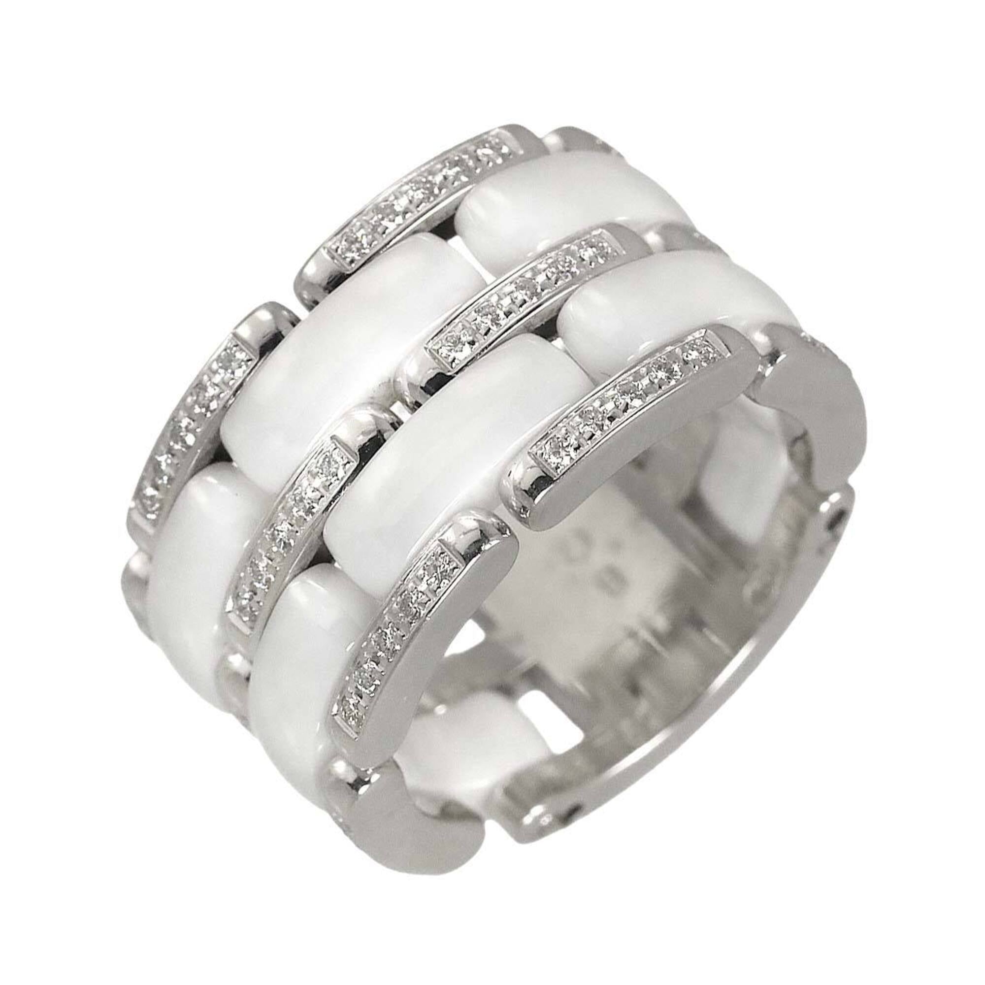 Chanel Ultra #52 Diamond Ring, Large, 18K White Gold, Ceramic 750.