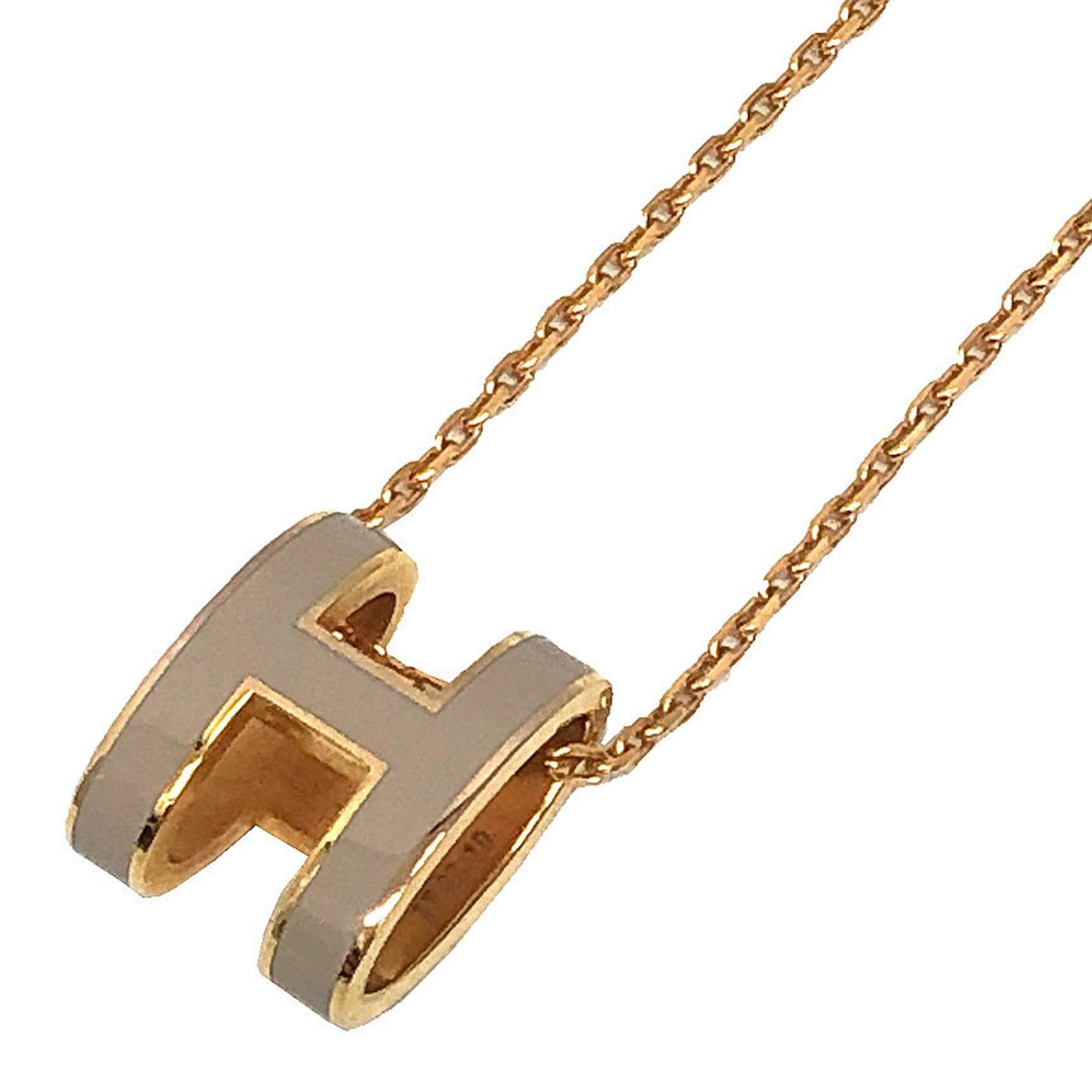 Hermes Herms H-shaped chain necklace, Pop H, in marron glacŽ and pink gold. Available for men women