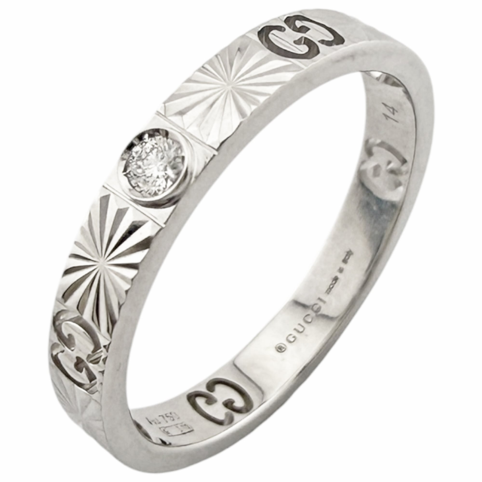 Gucci Icon Heart Ring, 18K White Gold, Diamond, Women\'s
