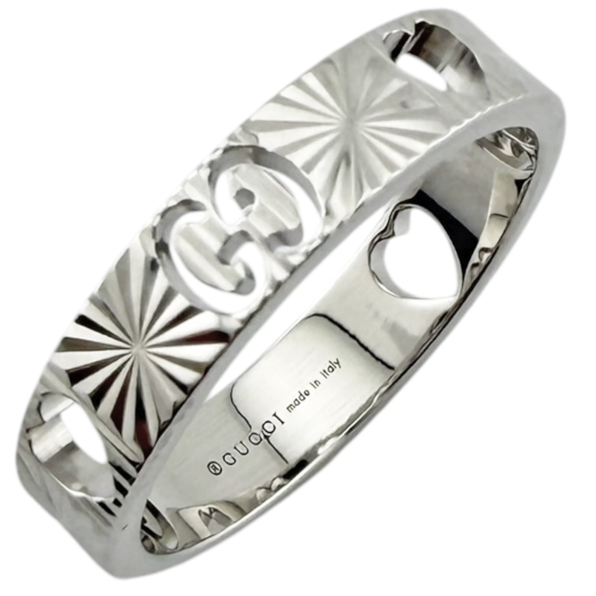 Gucci Icon Heart Ring, 18K White Gold, Women\'s