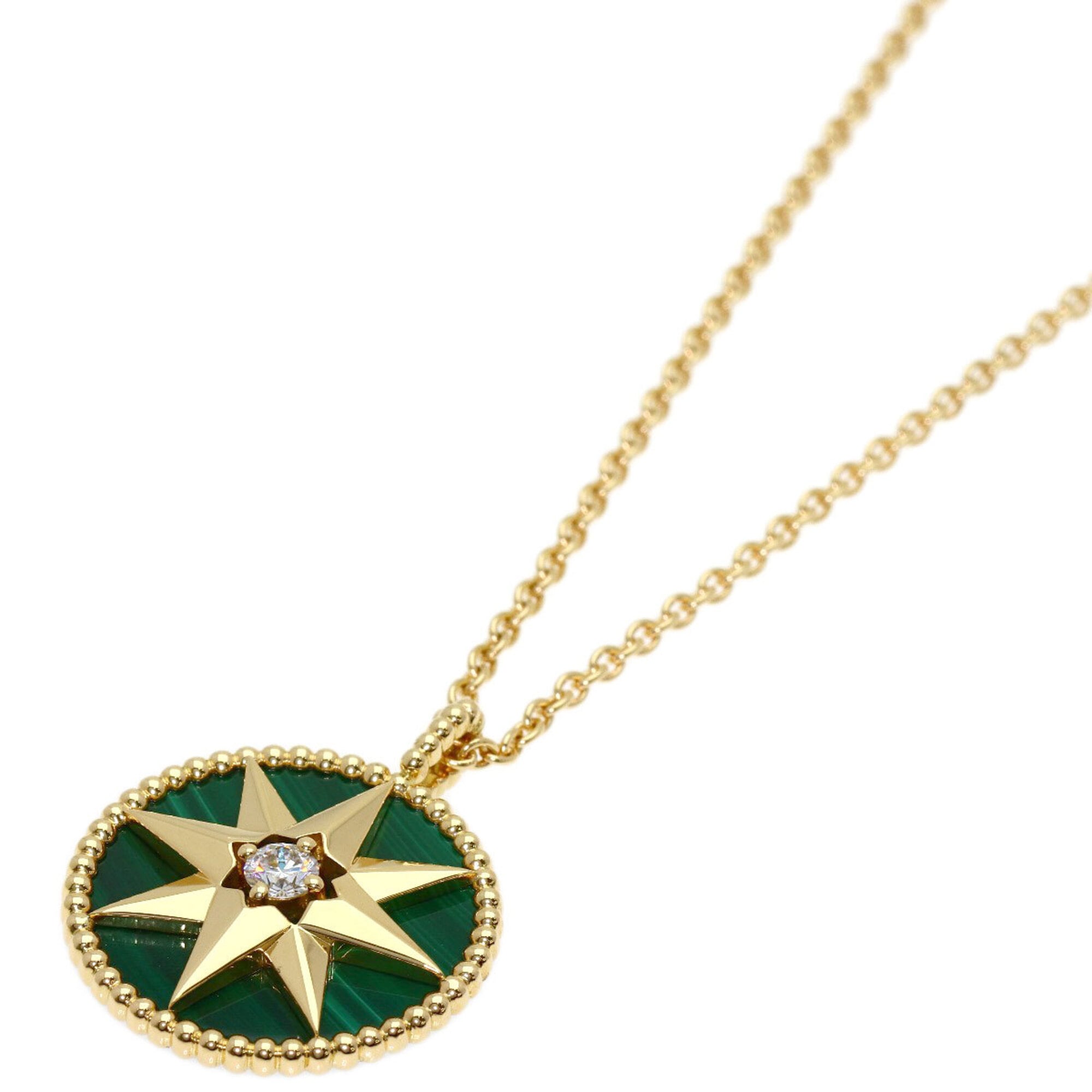 Christian Dior Dior Rose des Vents Medium Malachite Diamond Necklace 18K Yellow Gold Women\'s